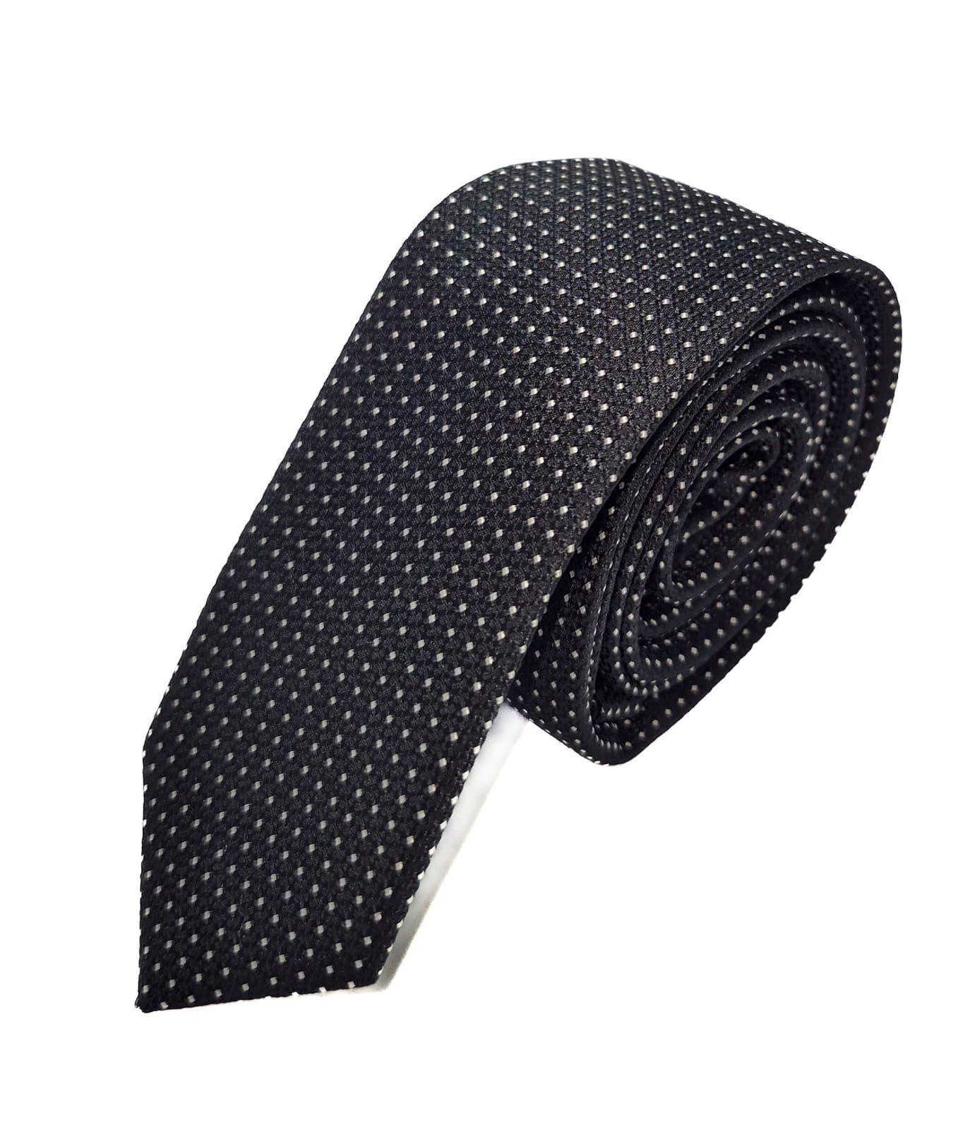 CORBATA NEGRA PUNTILLISMO CON BLANCO 5CM-0