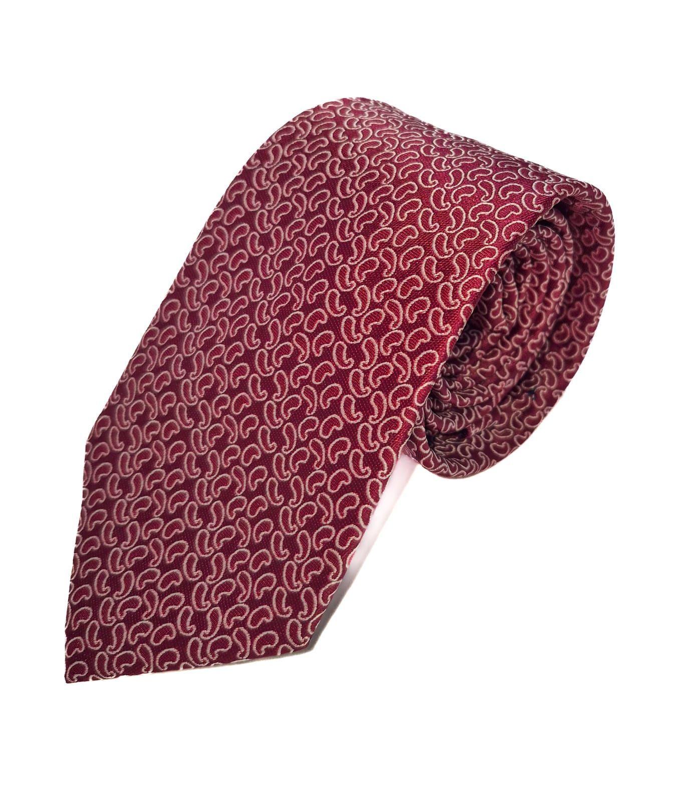CORBATA ROJA OSCURA CON DISE O 7CM-0