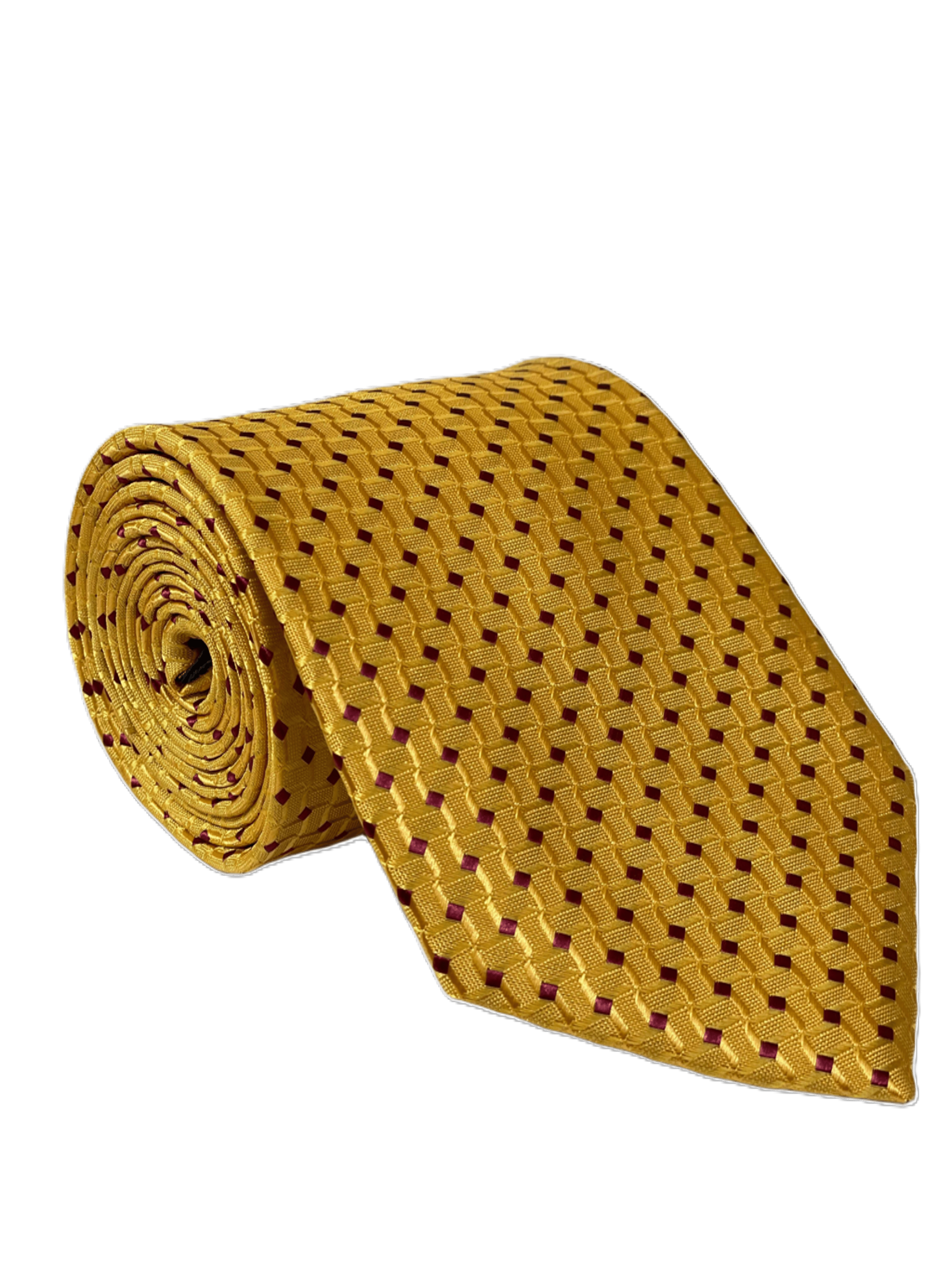 Corbata color Mostaza con diseño en rombo -0