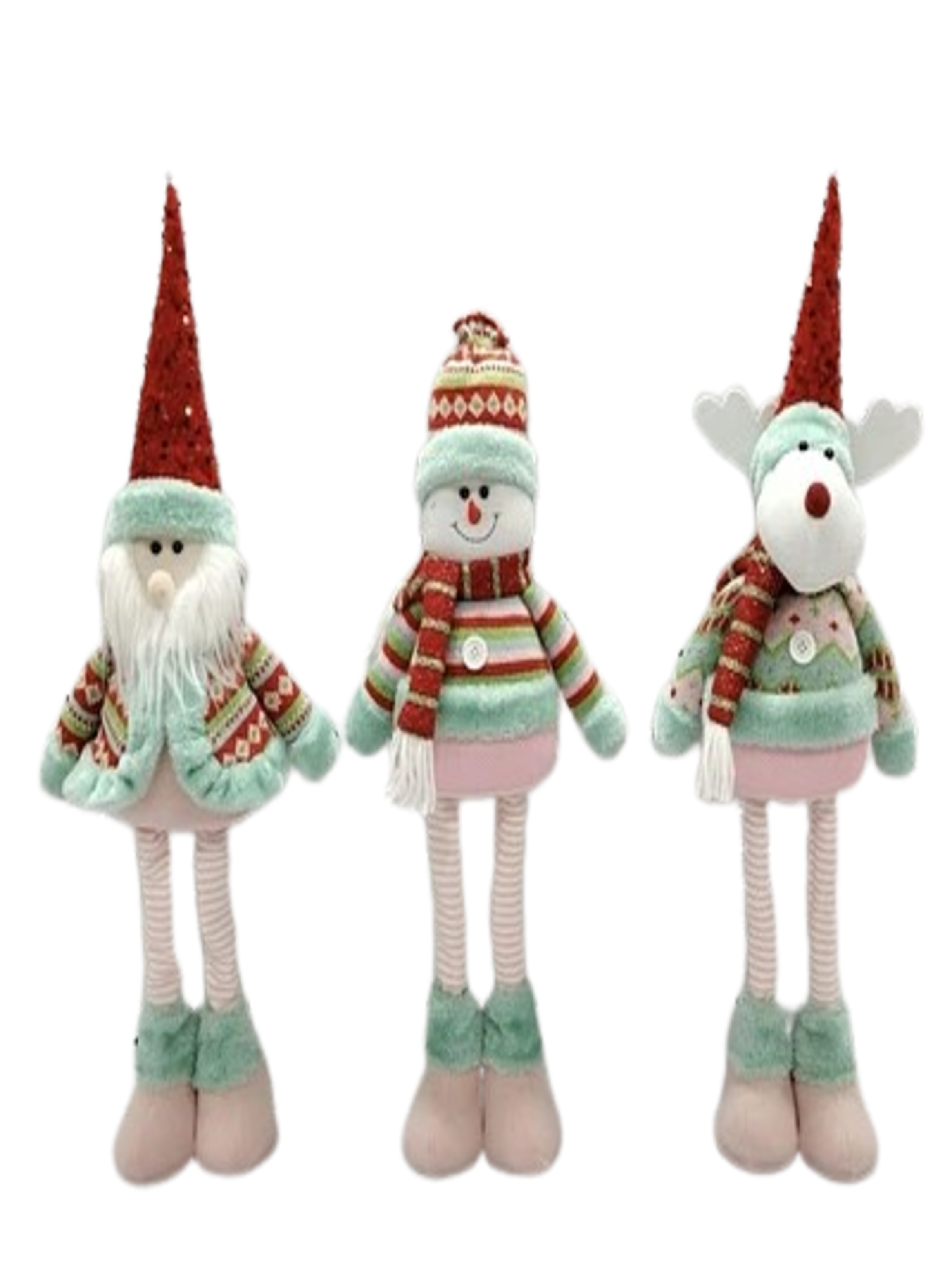set 3 Mono PataS LargaS Pascuero Reno Nieve muñeco Navidad 60cm COLORES VARIOS-6