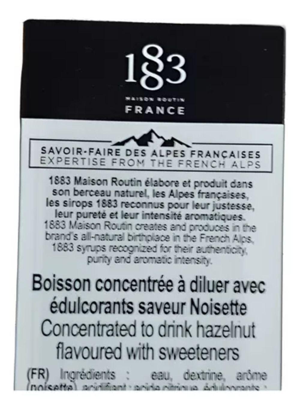 JARABE SIRUP  AVELLANA SIN AZUCAR 1883 MAISON ROUTIN FRANCES SYRUP 1L-1