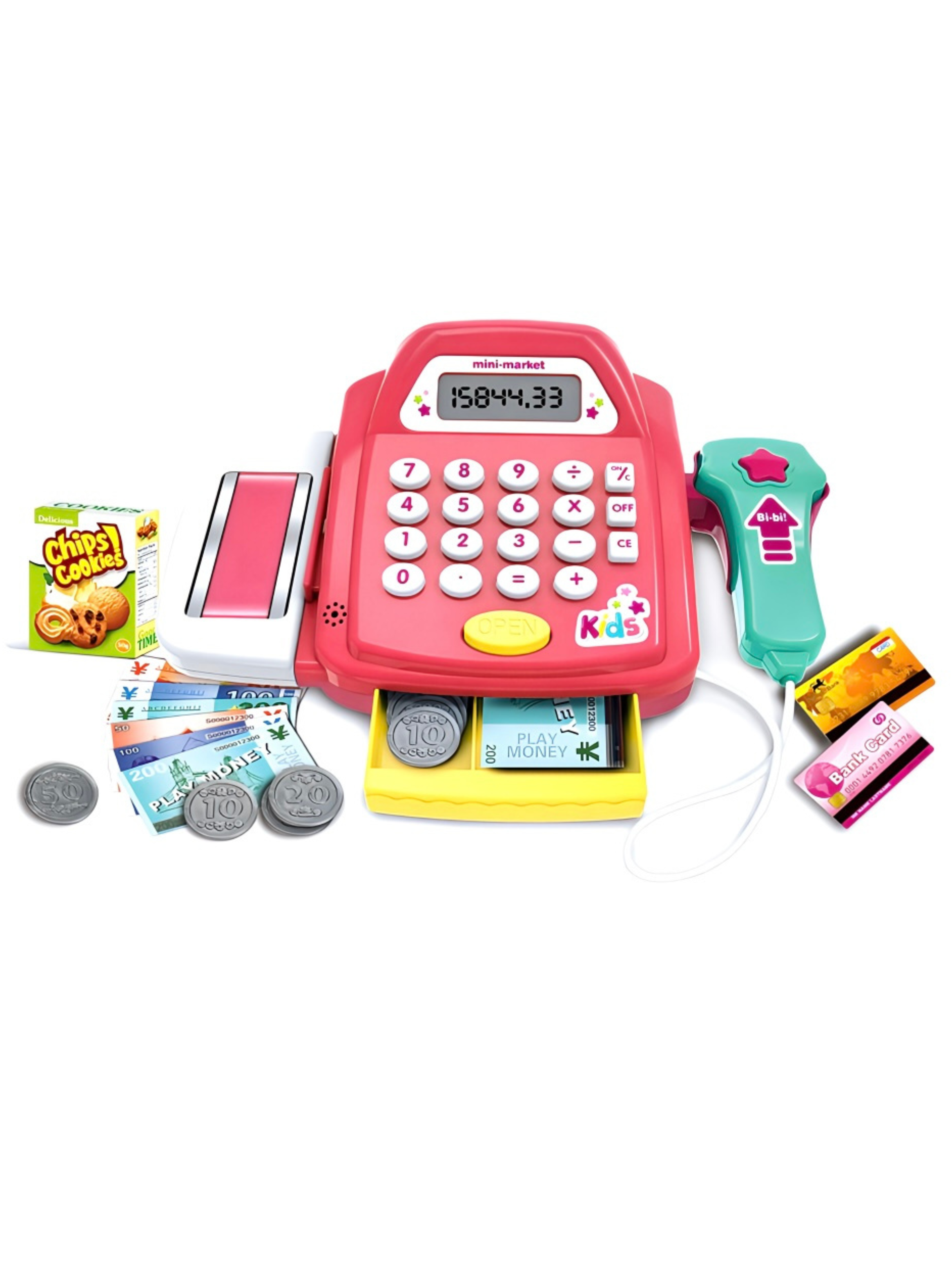 Caja Registradora De Juguete Luces Sonidos Scanner Dinero-1