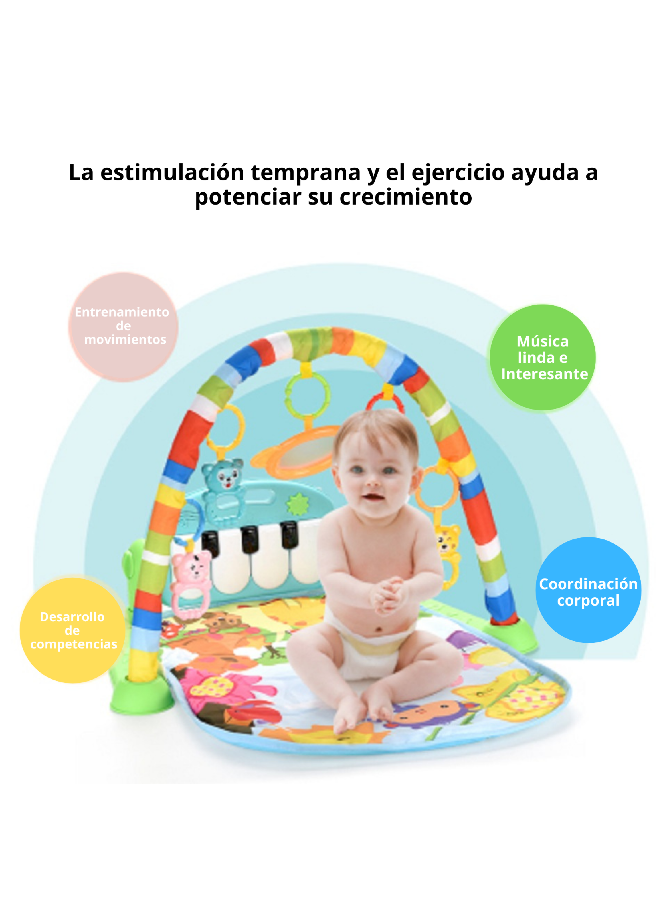 Alfombra Gimnasio Y Piano Musical, Multifuncional Para Bebes-3