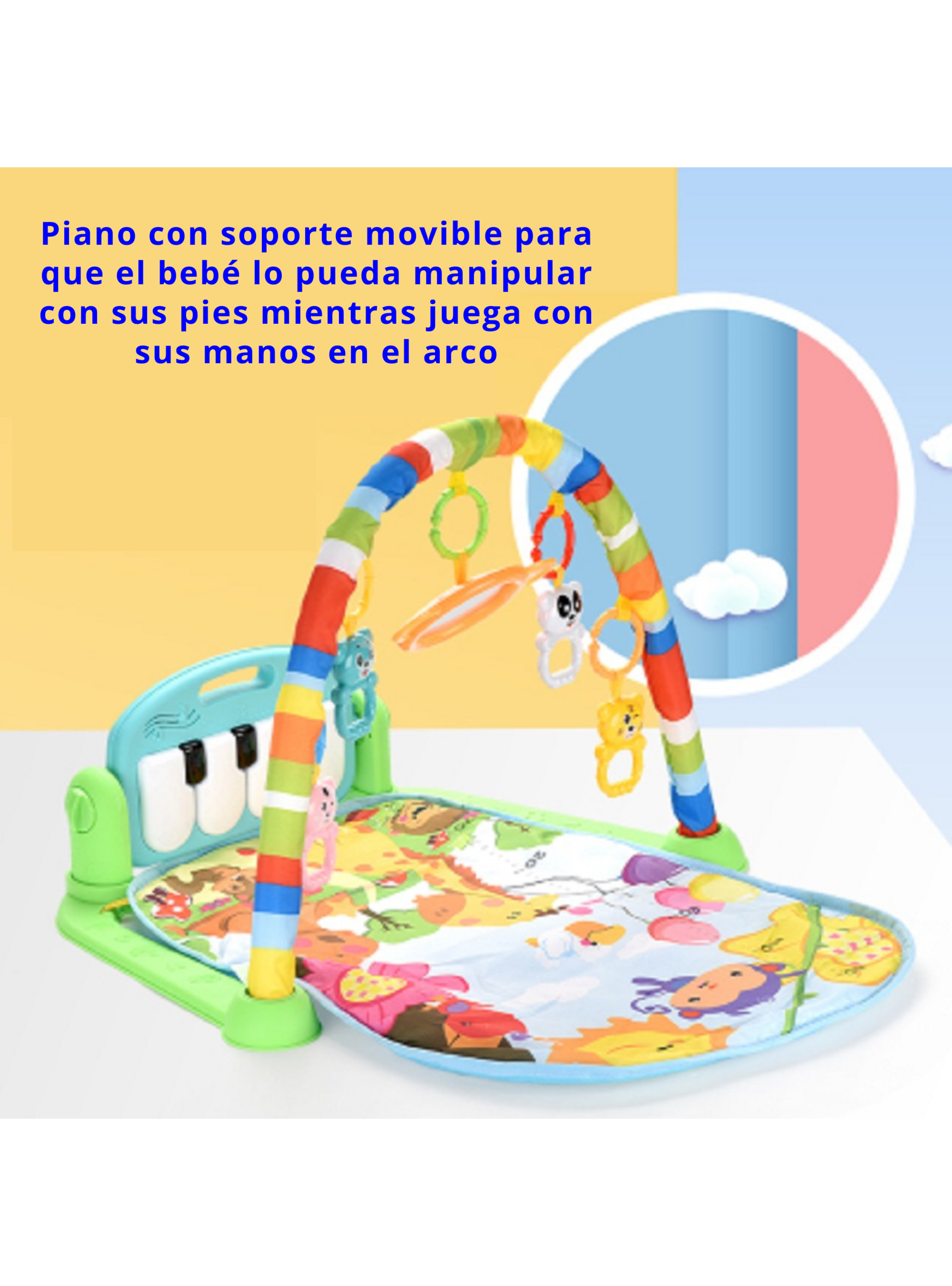 Alfombra Gimnasio Y Piano Musical, Multifuncional Para Bebes-4