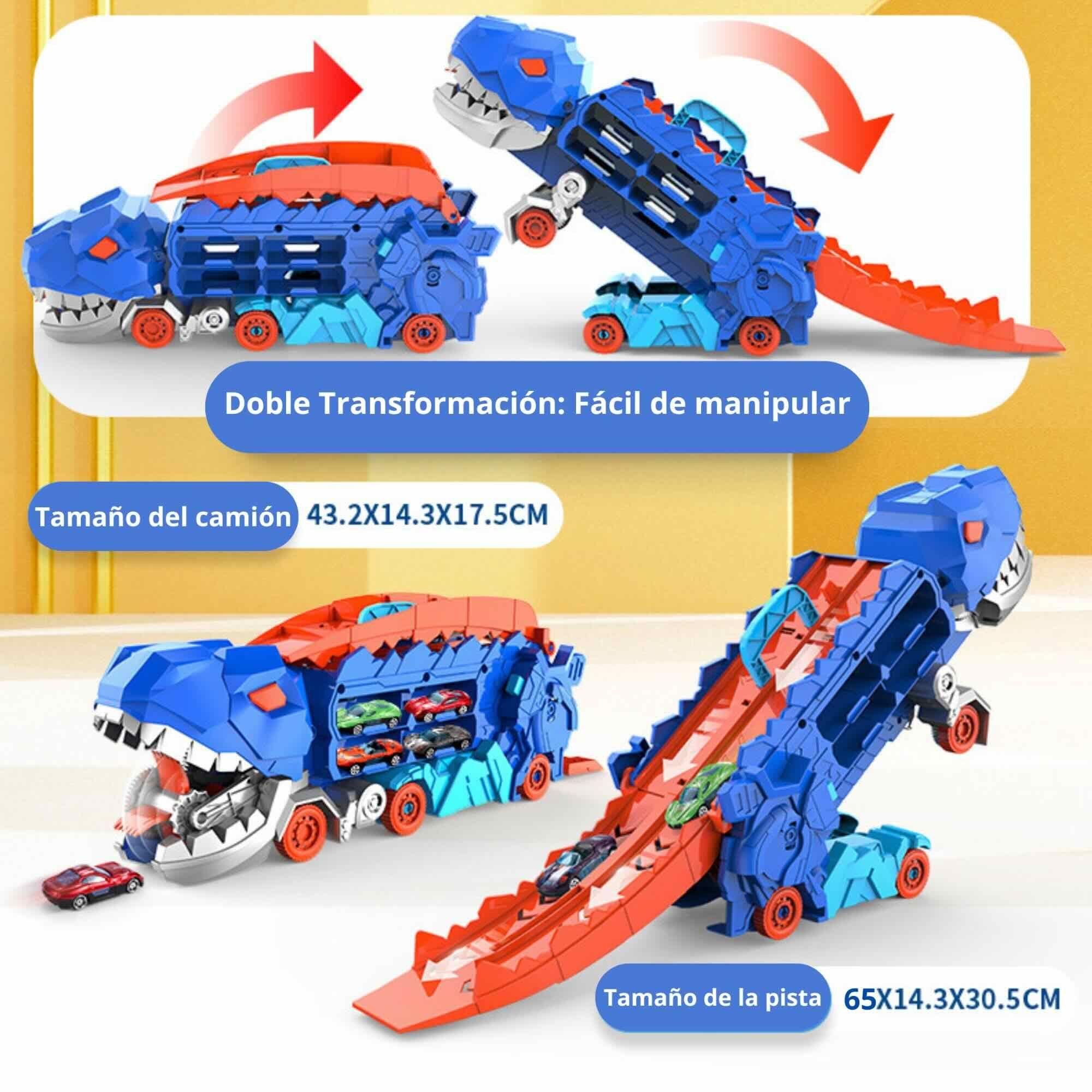 Camion Dino T rex Pista Garage 4 Autos Transf-3