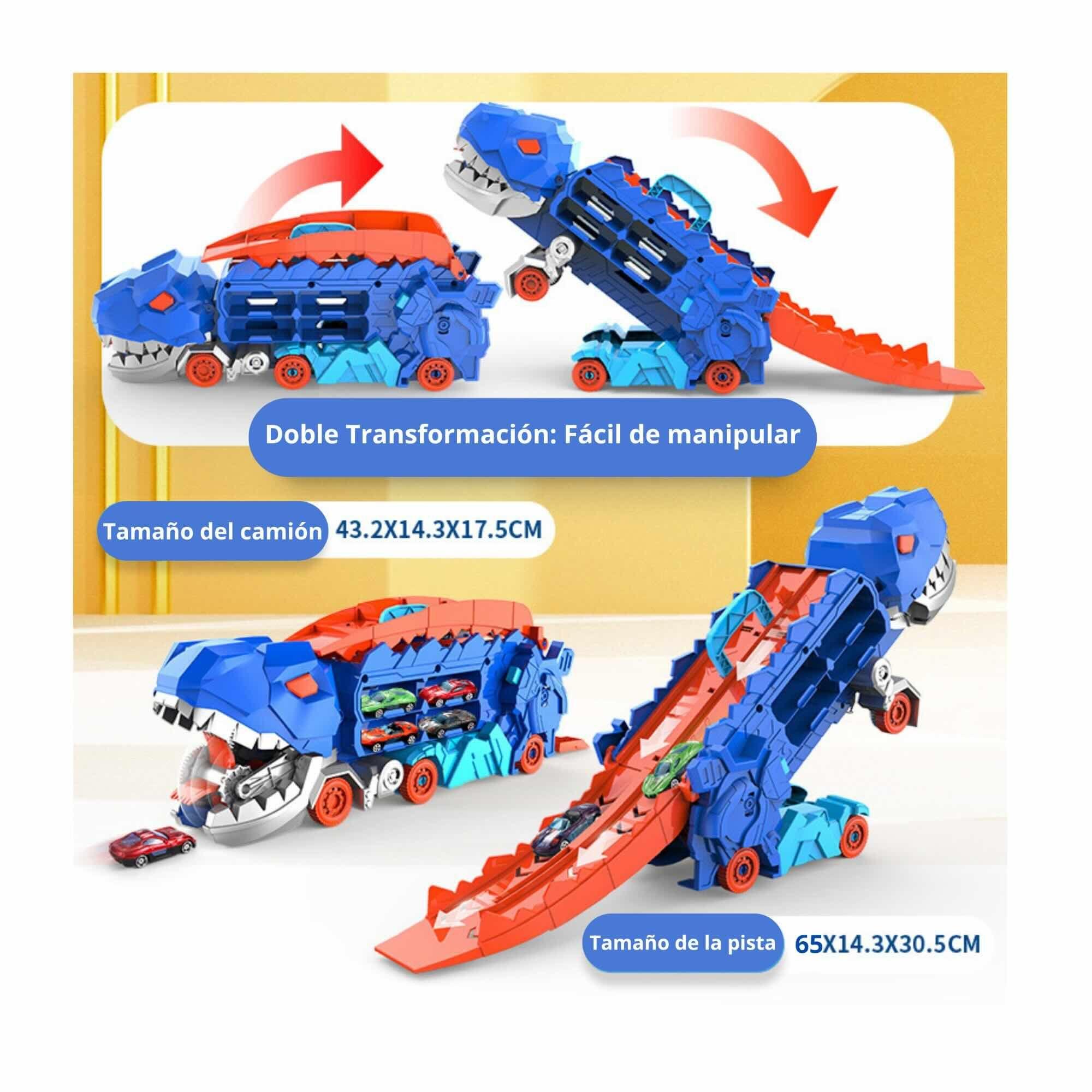 Camion Dino T rex Pista Garage 4 Autos Transf-4