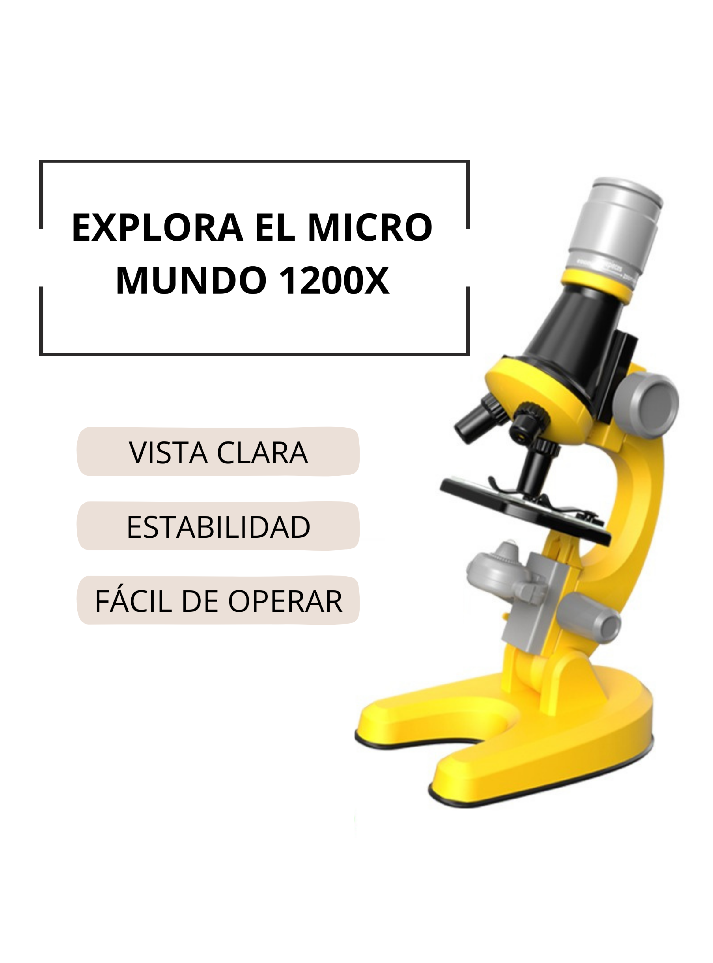 Microscopio Educativo Con Accesorios Para Niños 1200x-1