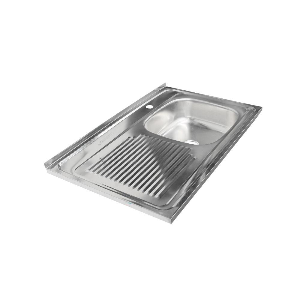Lavaplatos Sobreponer Inox una Cubeta 80x50 Izquierdo con Desague-2
