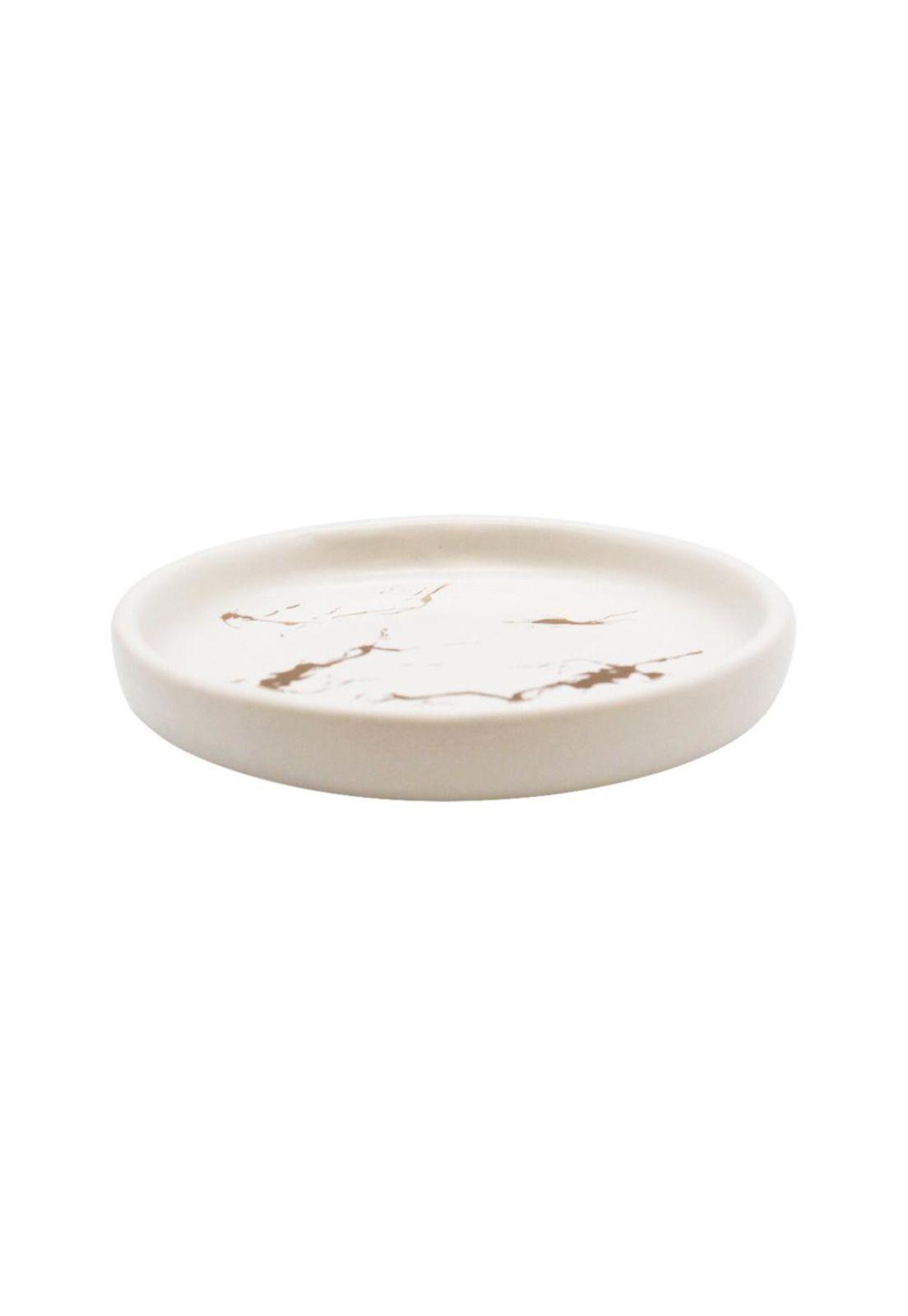 Kit Accesorios Baño Cerámico 4 piezas Blanco/Dorado-2