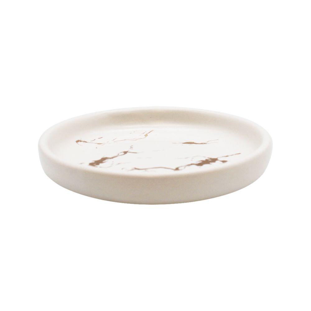 Kit Accesorios Baño Cerámico 4 piezas Blanco/Dorado-7