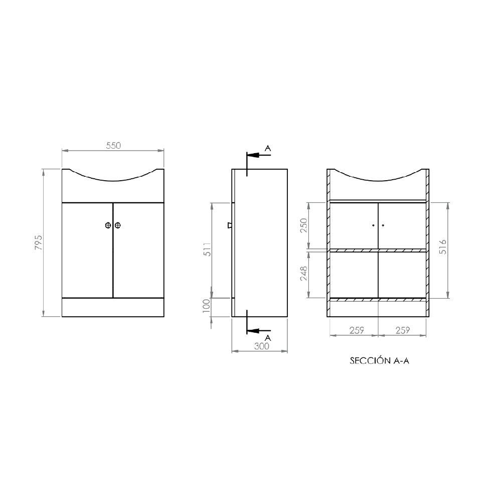 Mueble Vanitorio Completo Marie 60x43 cm-2