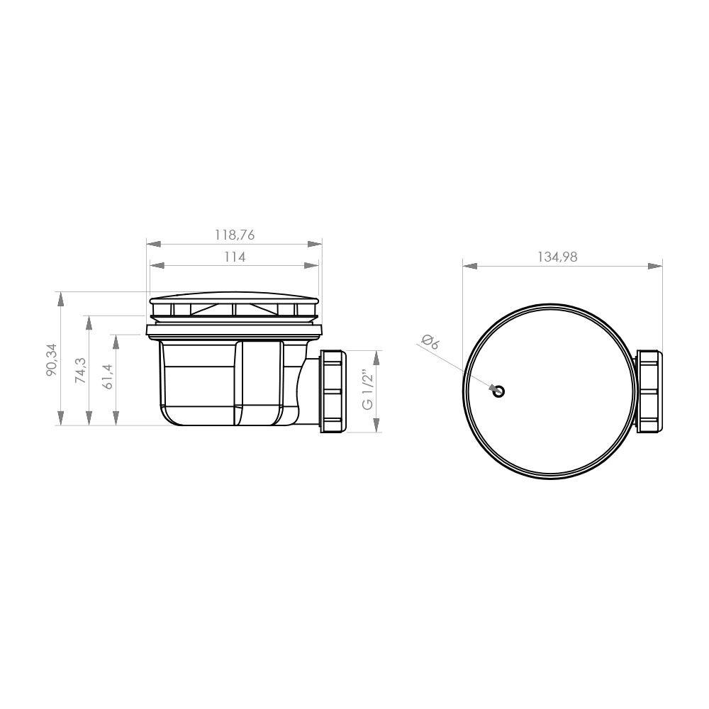 Desague Receptáculo Acrílico Circular con Sifón New-5