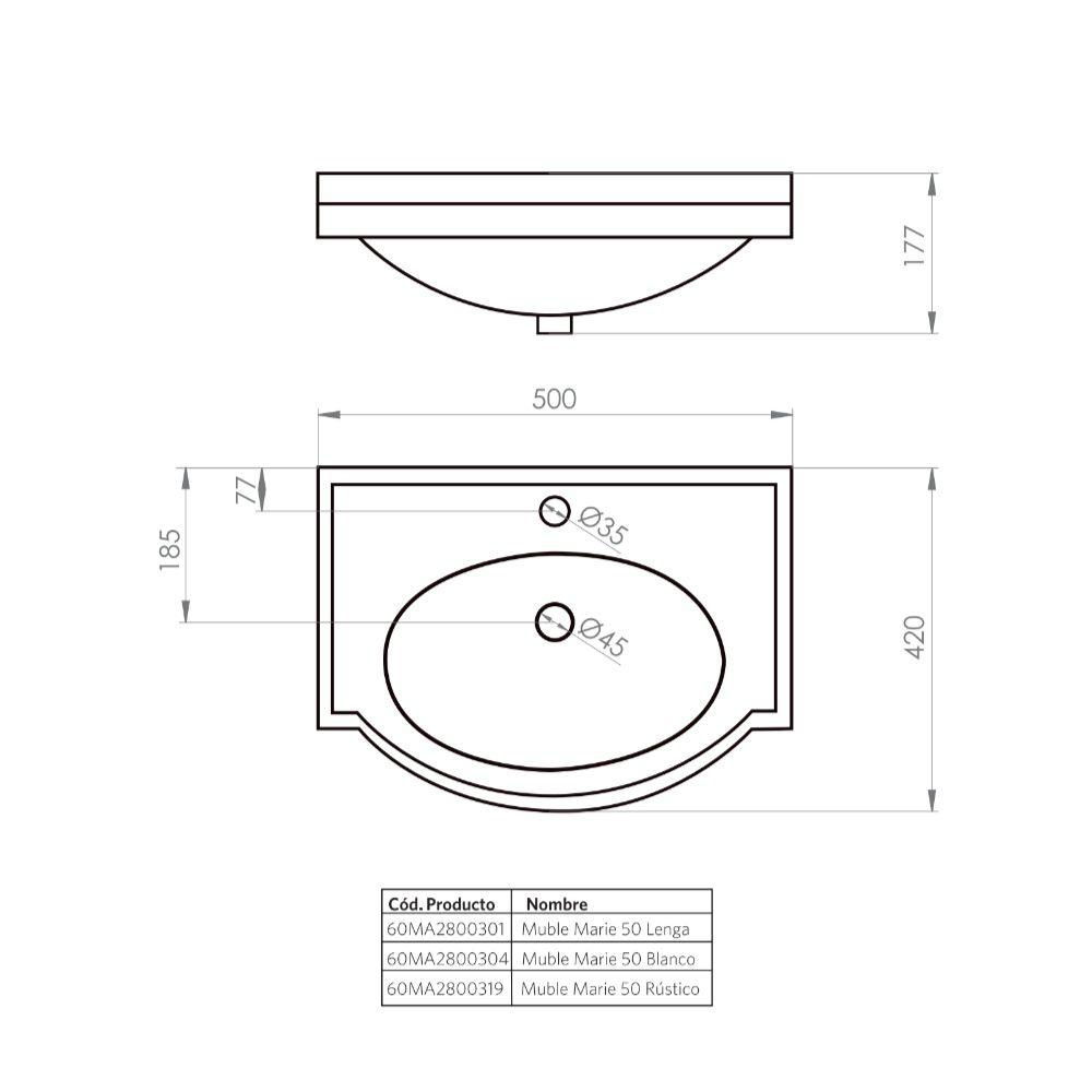 Mueble Vanitorio Completo Marie 50x43 cm-3