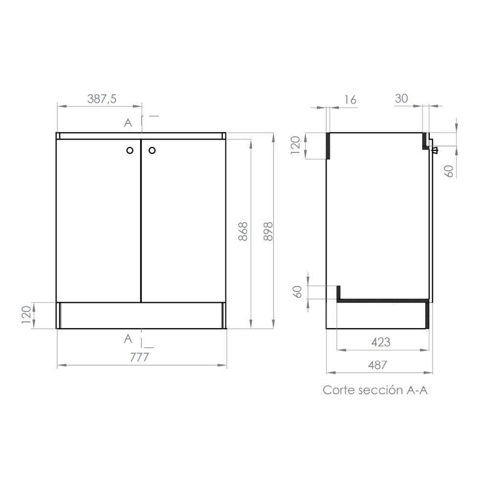 Mueble Cocina a piso 80x50x90 cm Lys-6
