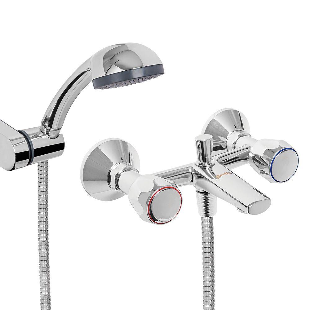 Combinación Tina Ducha Mossini Metal Cromo-8