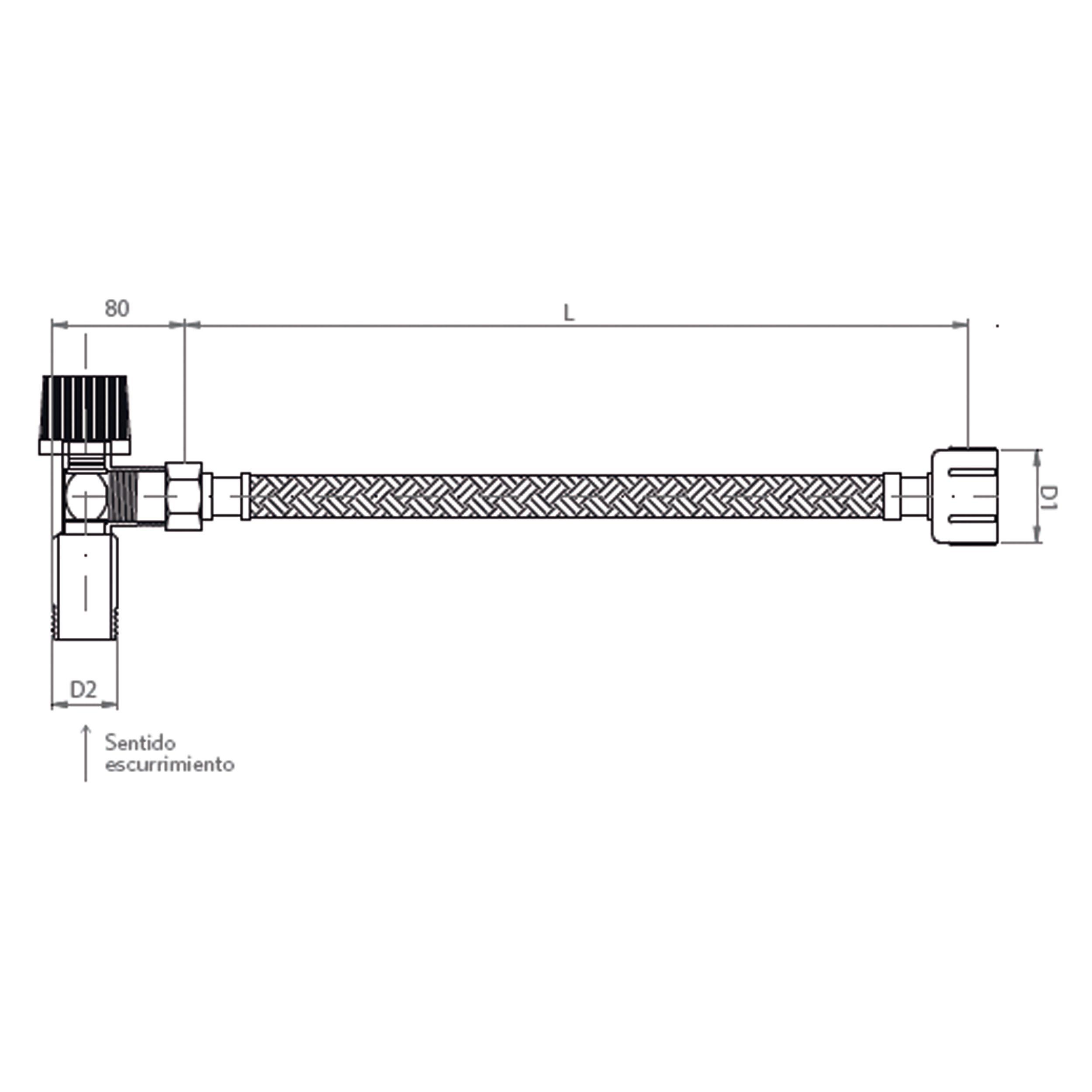 Llave Angular 1/2x1/2 y Flexible Technoflex 1/2x15/16 de 35cm-3