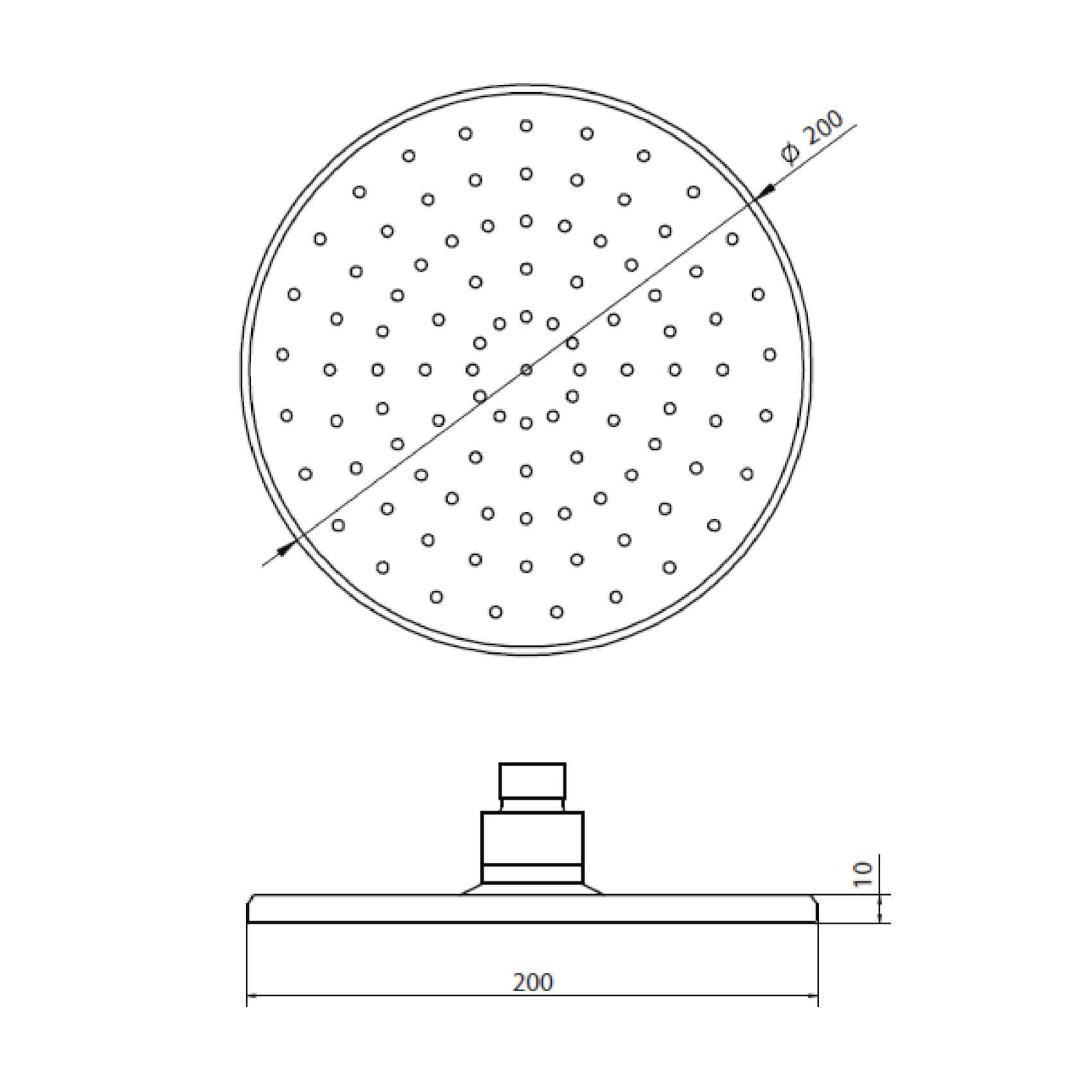 Plato Ducha Circular de 20 cm Cromo Negro-4