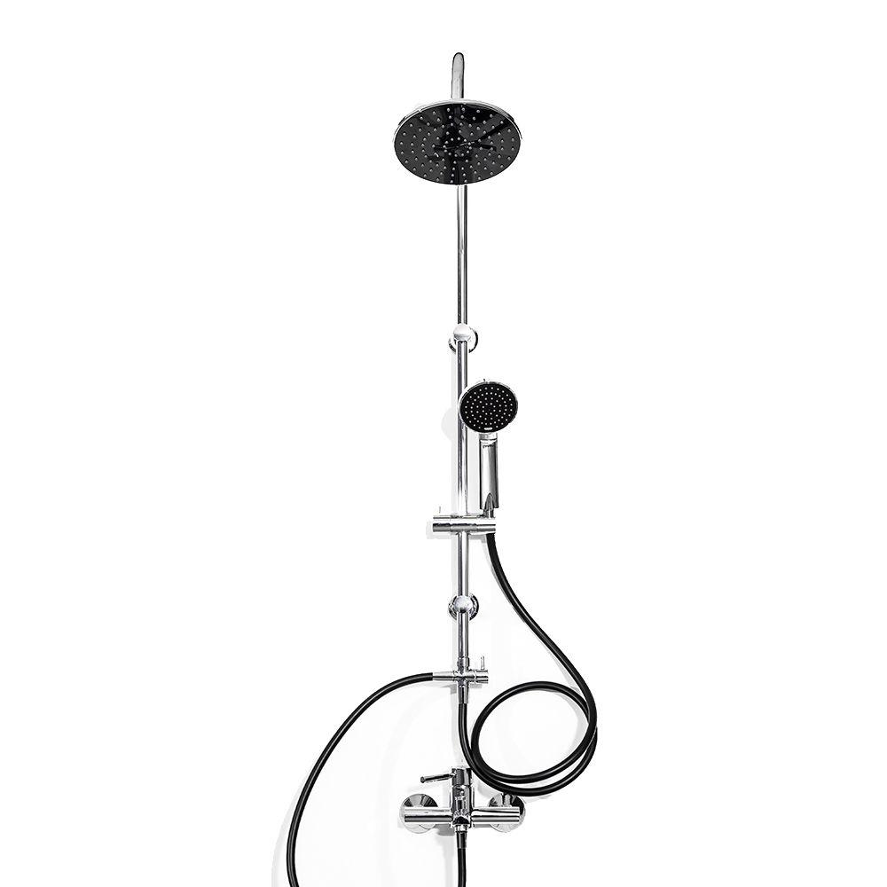 Plato Ducha 20 cm Cromo/Negro-2