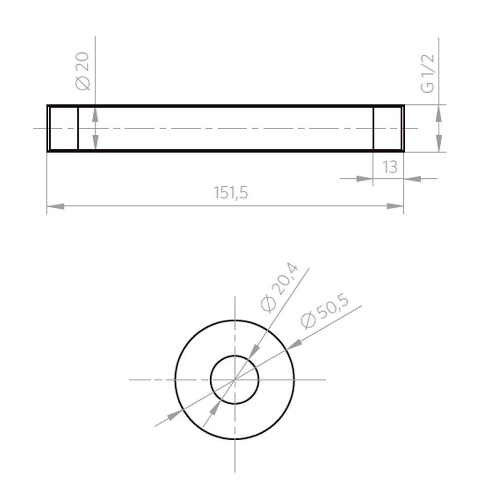 Brazo de Ducha Techo 15 cm-3