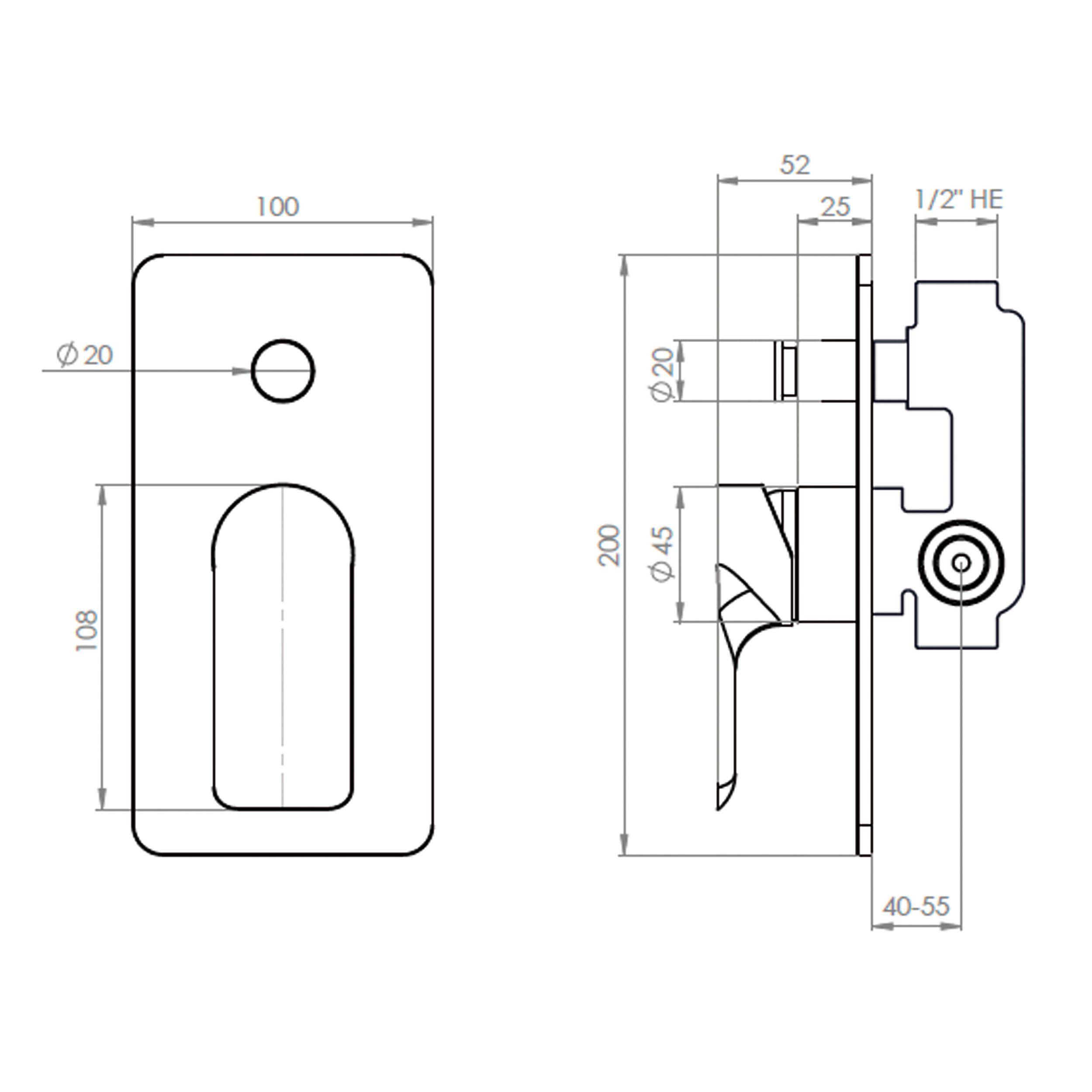 Monomando Ducha Empotrado con Inversor Moss-1