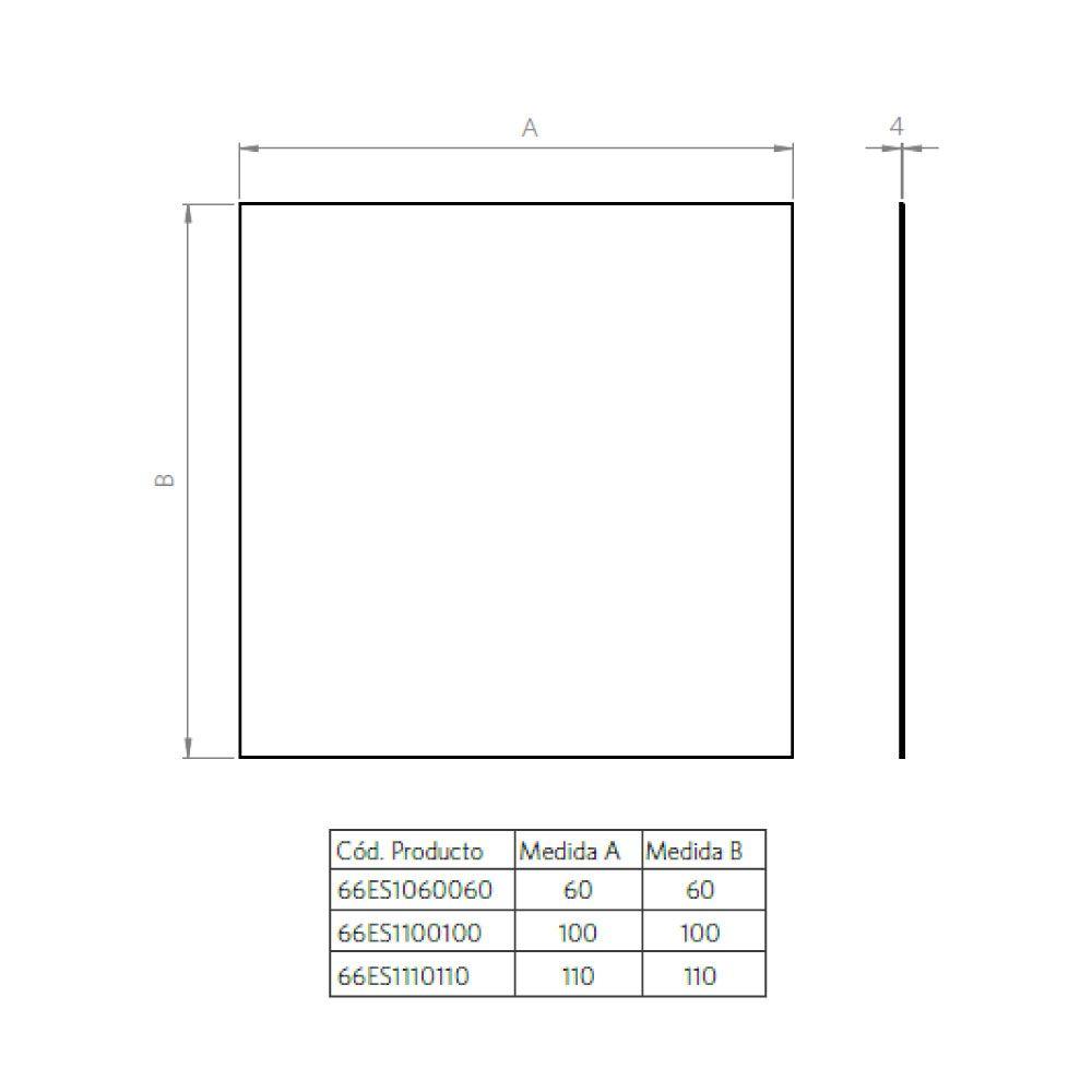 Espejo 100x100 cm. 4mm Perfil Horizontal-2