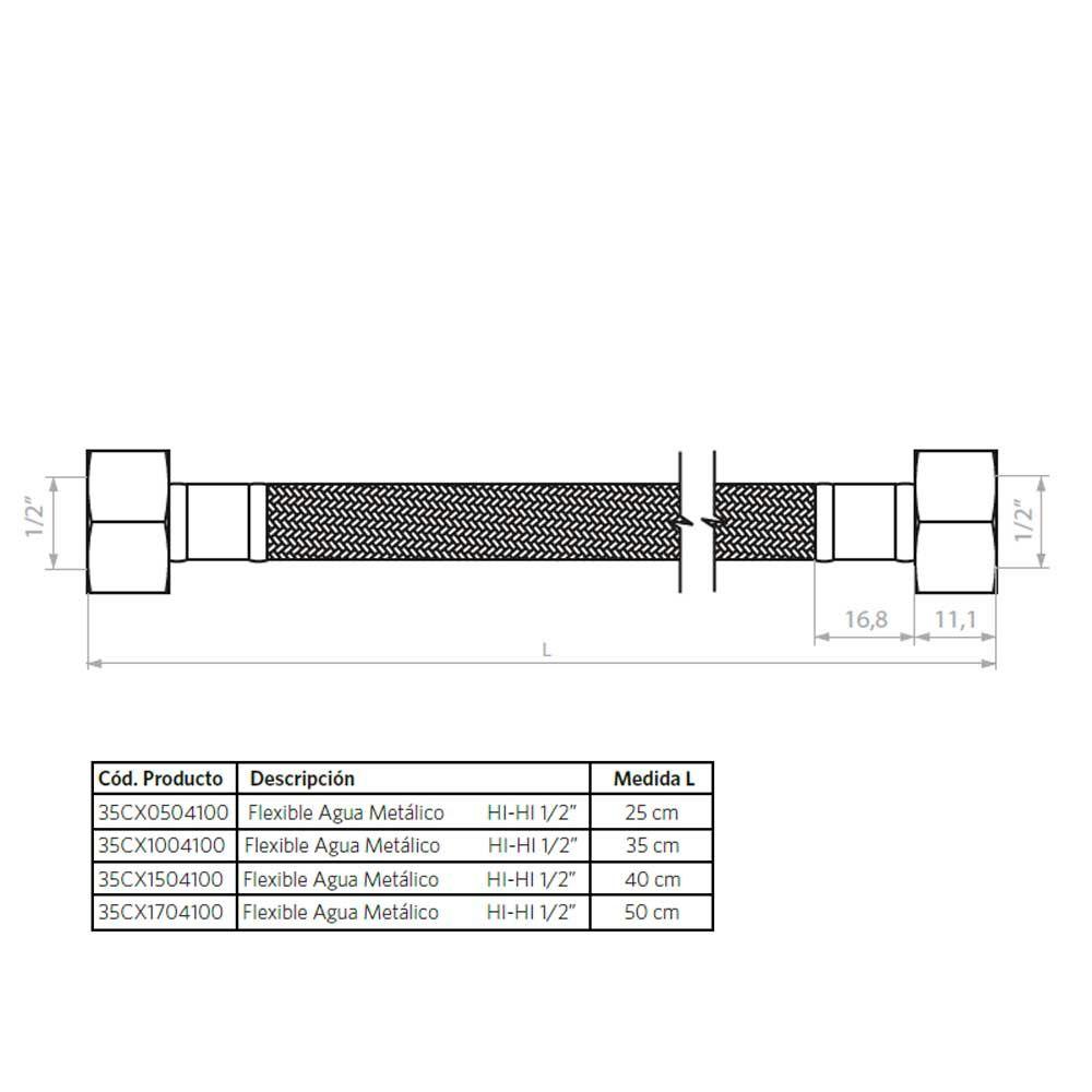 Flexible para Agua Metálico Hi-Hi 1/2 25cm-3