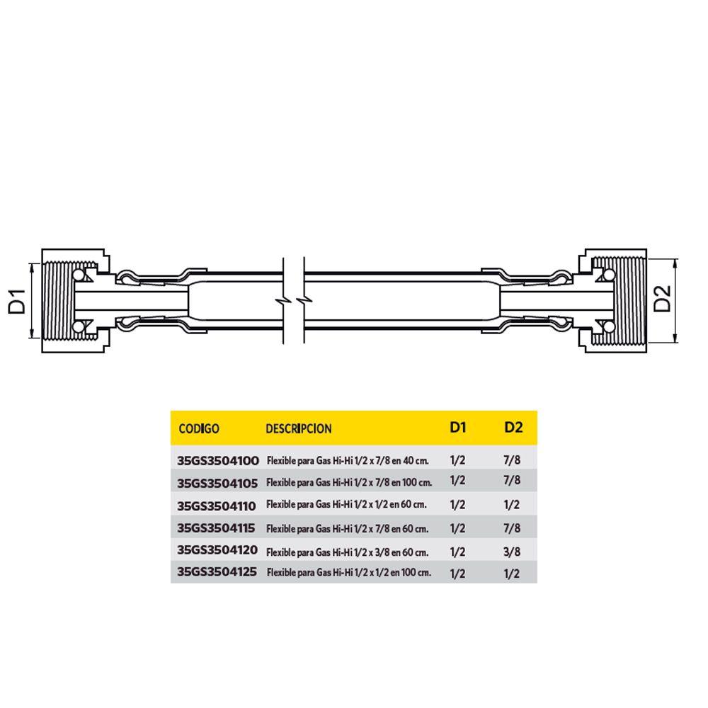 Flexible para Gas HI-HI 1/2x3/8 en 60 cm-4