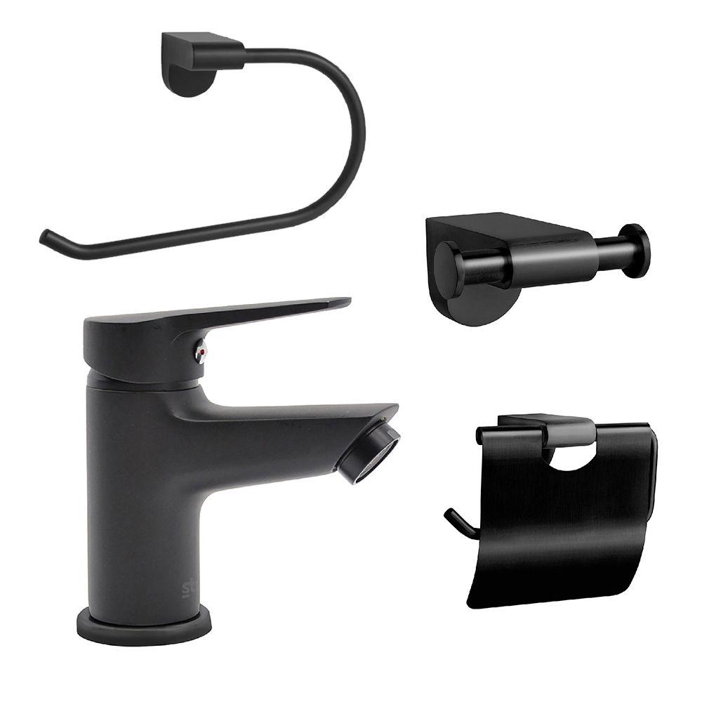 Pack Baño Negro Mate | Grifería + Accesorios-5