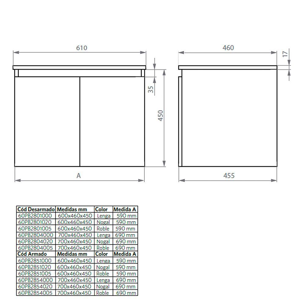 Mueble Vanitorio Completo 70x46 cm Ermes-4