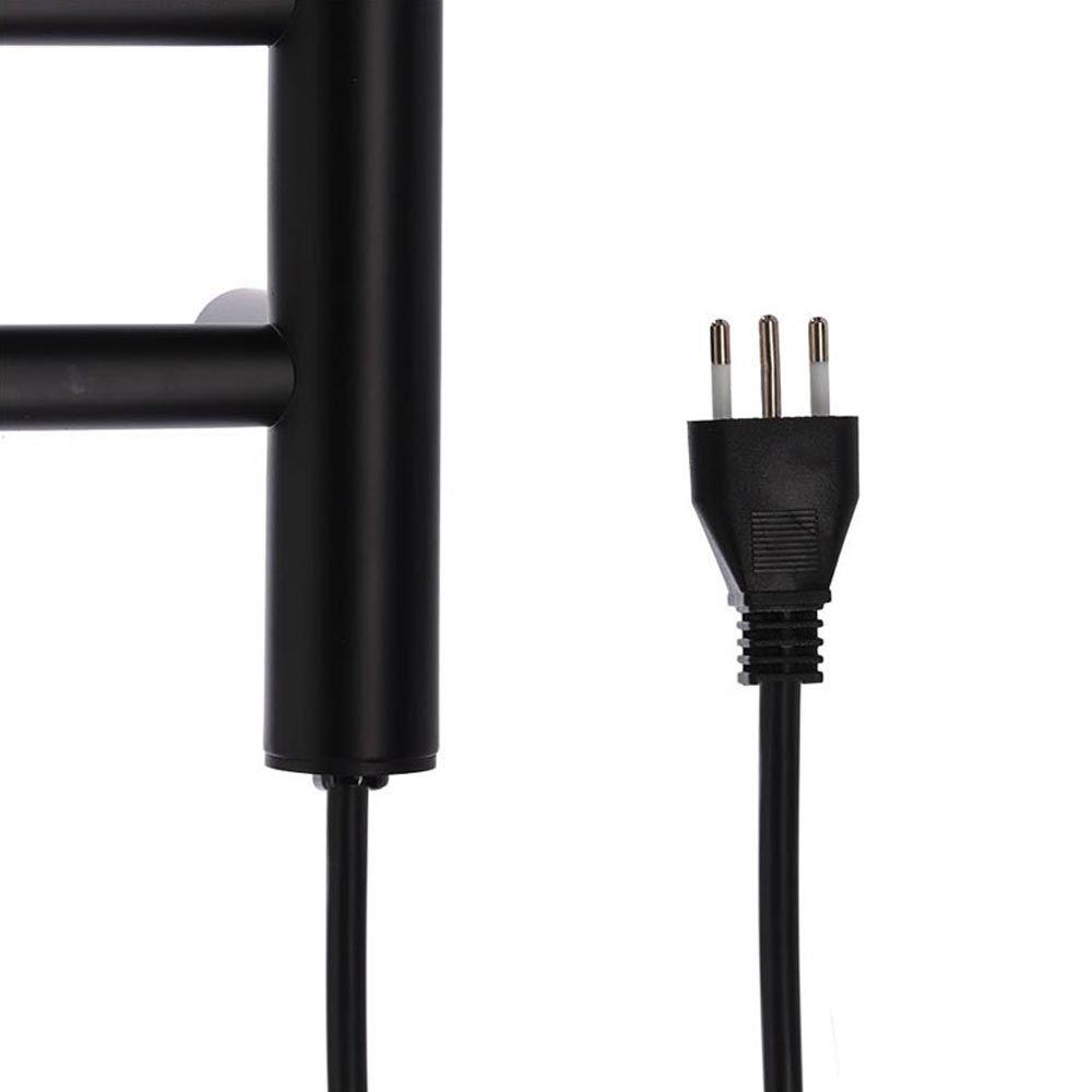 Secador de Toallas Eléctrico 4 Barras Negro Mate-3