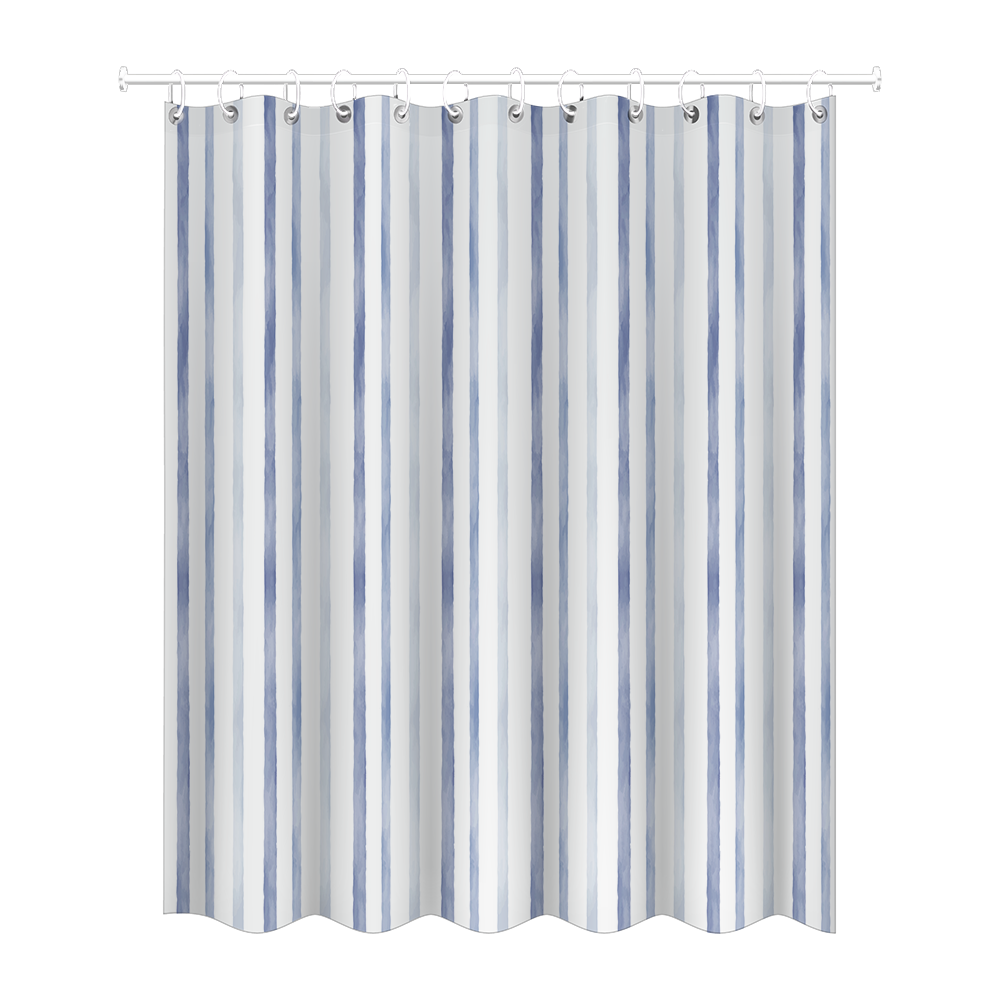Cortina de Baño Cortinas Lineas Verticales Acuarela Azul-0