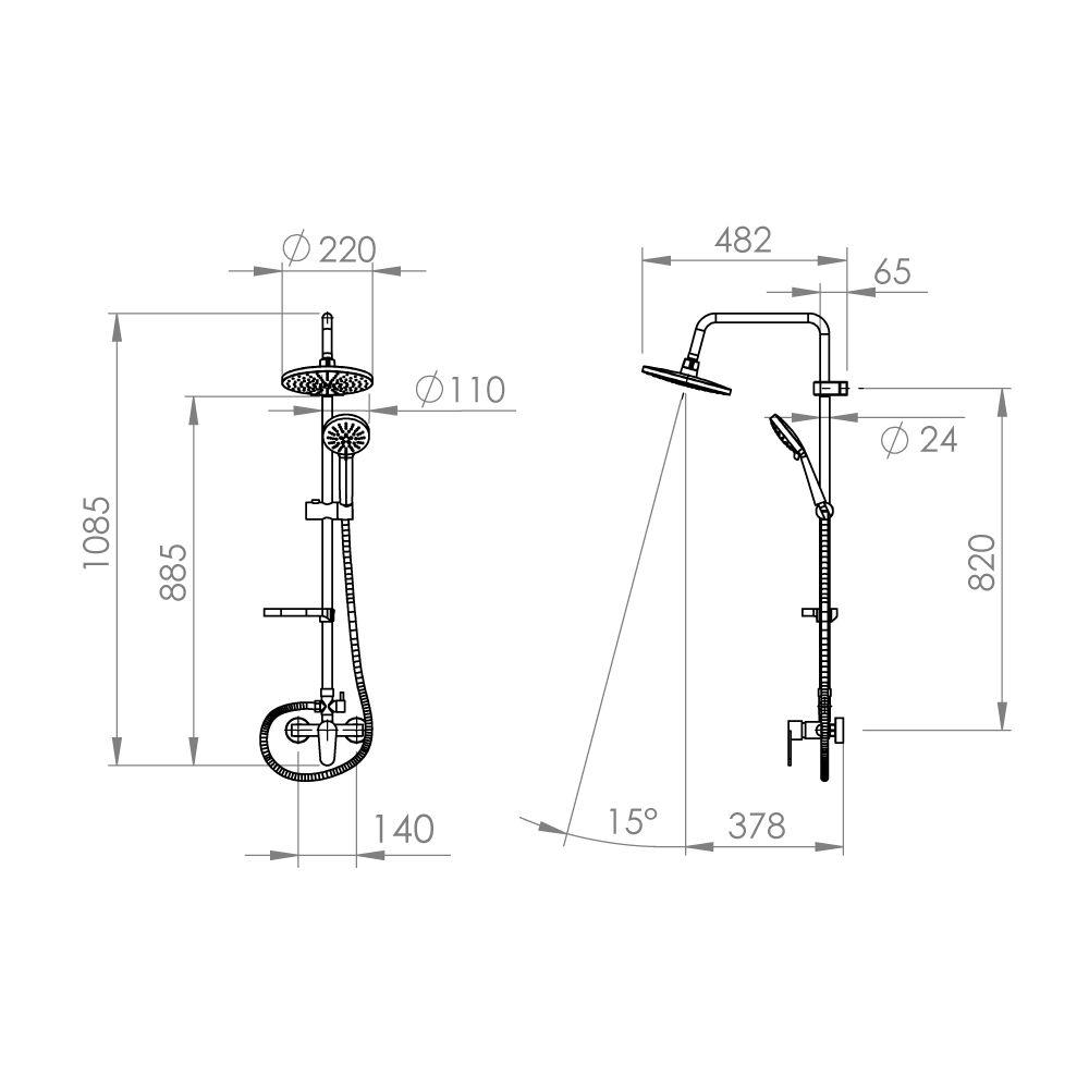 Columna de Ducha + Grifería Stella Cromo-2