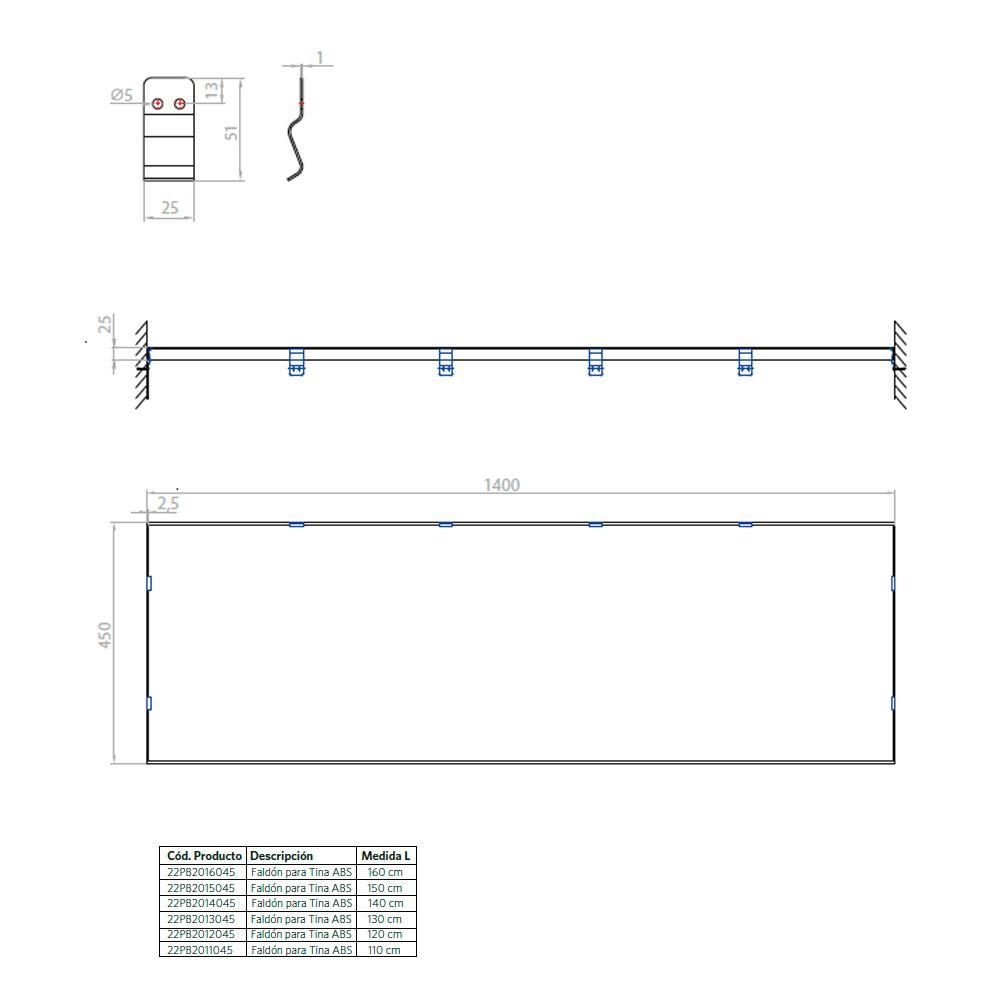 Faldón para Tina 140x45 cm-4