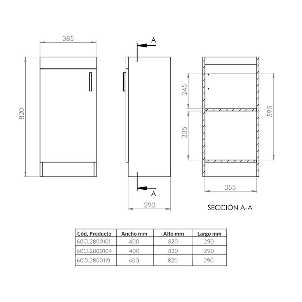 Mueble de Baño Completo Calire 40x33x86 cm-2