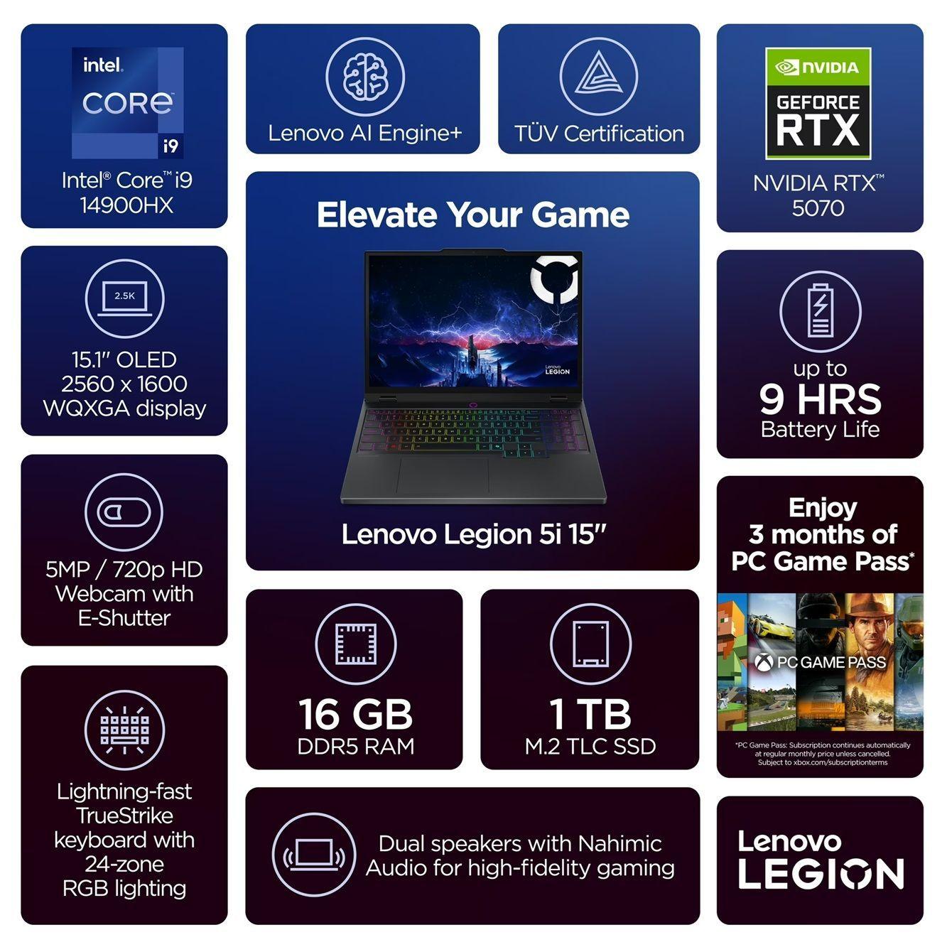 Notebook Gamer Lenovo Legion 15.1" OLED (Intel Core i9-14900HX, RTX 5070, 16GB, 1TB)-4