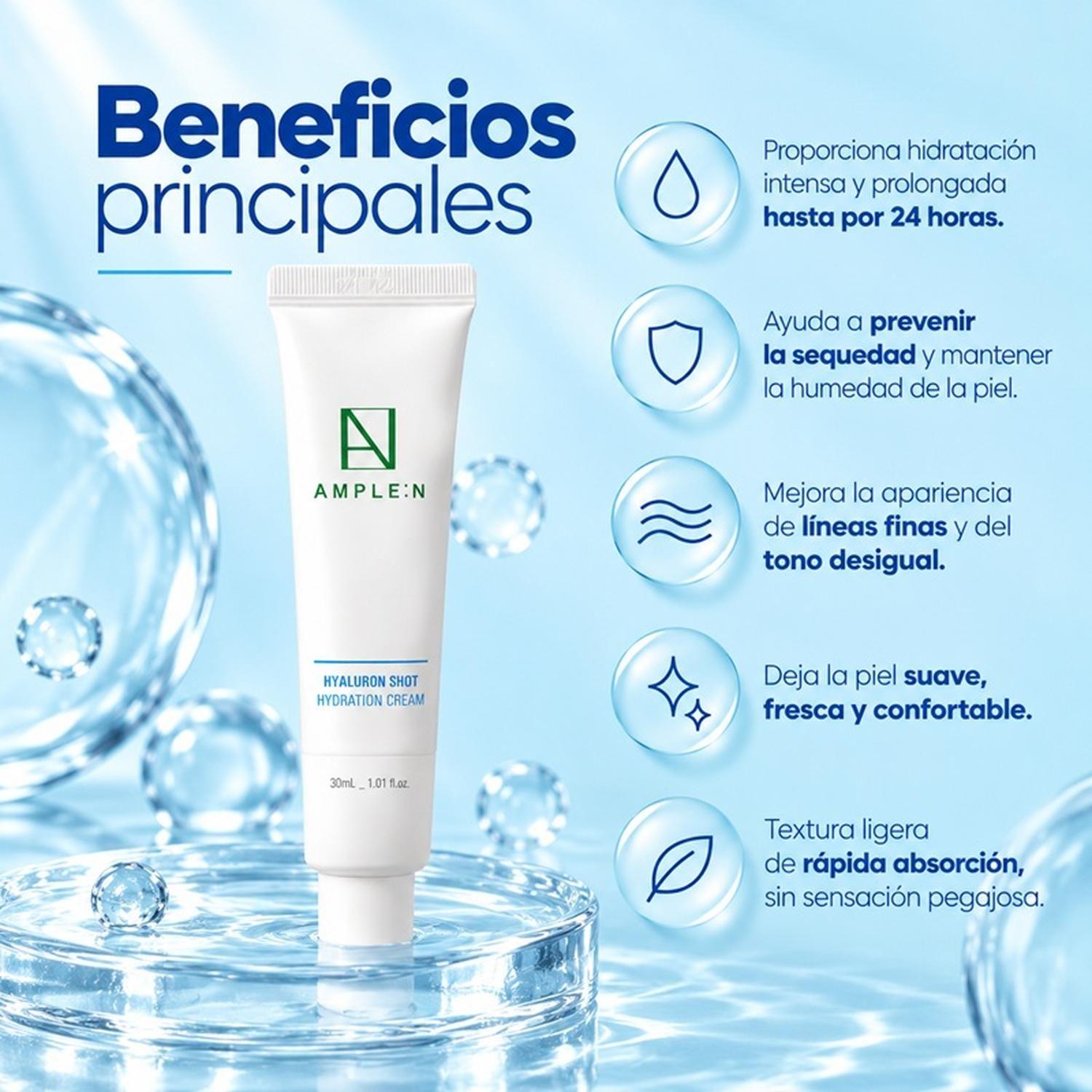 Crema Facial Hidratante de Ácido Hialurónico AMPLEN 30ml-2