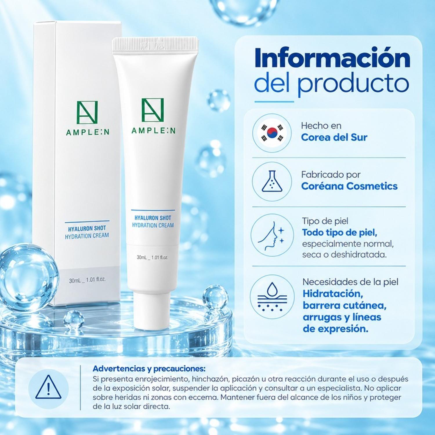 Crema Facial Hidratante de Ácido Hialurónico AMPLEN 30ml-7