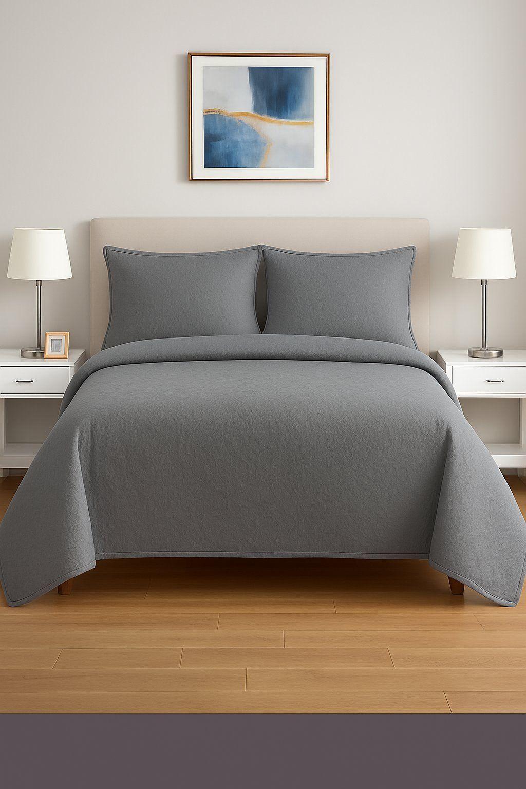 Cubrecama Reversible Gris 2 Plazas – Incluye 2 Fundas-1