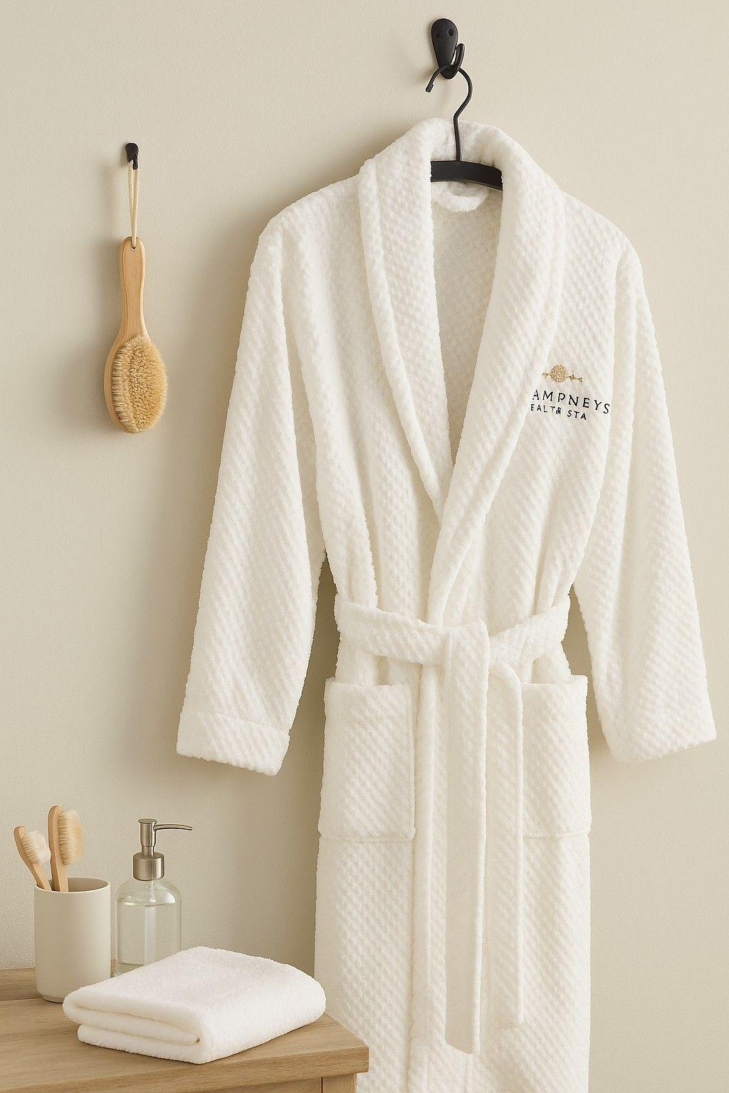 Bata Blanca Toalla de Lujo 100% Algodón  Talla ML  ANNGEBUT Spa Boutique-0