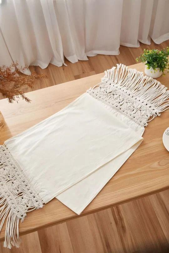 Camino de mesa Bordado Macramé-1
