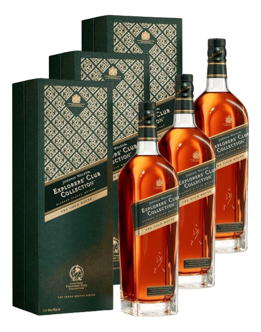 WHISKY JOHNNIE WALKER EXPLORERS GOLD ROUTE 1.0 LT PACK 3-0