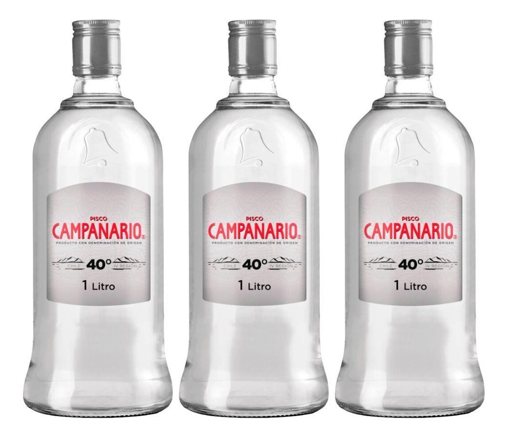 PISCO CAMPANARIO BLANCO 40° 1 LT PACK 3-0