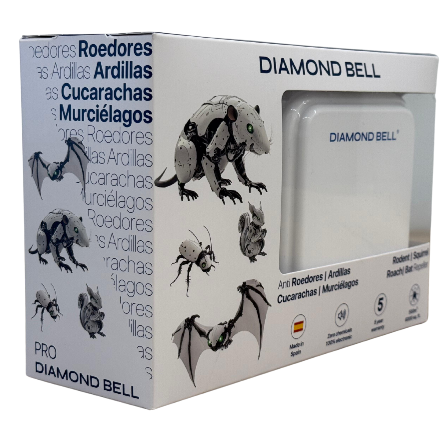Ahuyentador Anti Ratones Cucarachas Murcielagos PRO Diamond Bell DB-06 Blanco-2