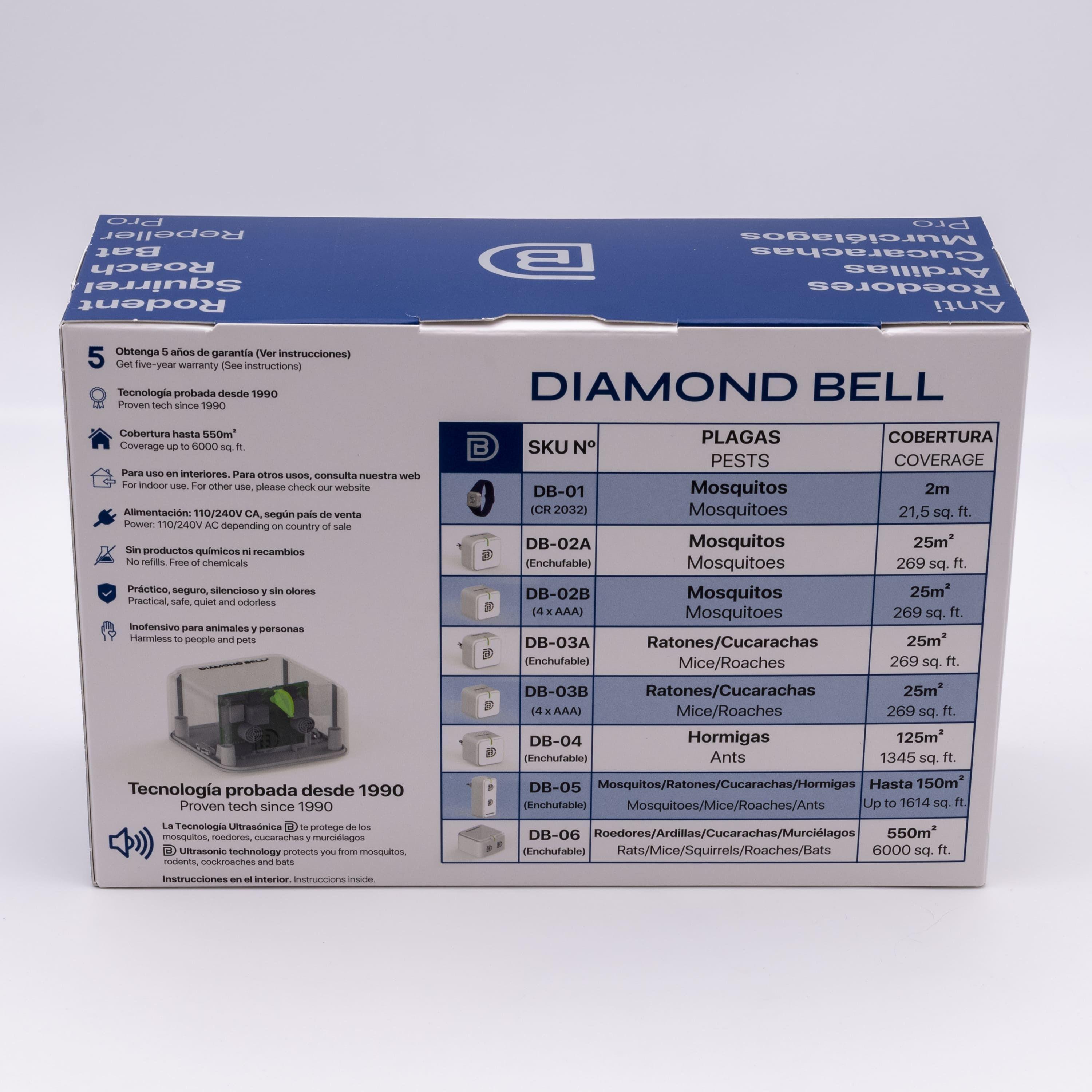 Ahuyentador Anti Ratones Cucarachas Murcielagos PRO Diamond Bell DB-06 Blanco -3