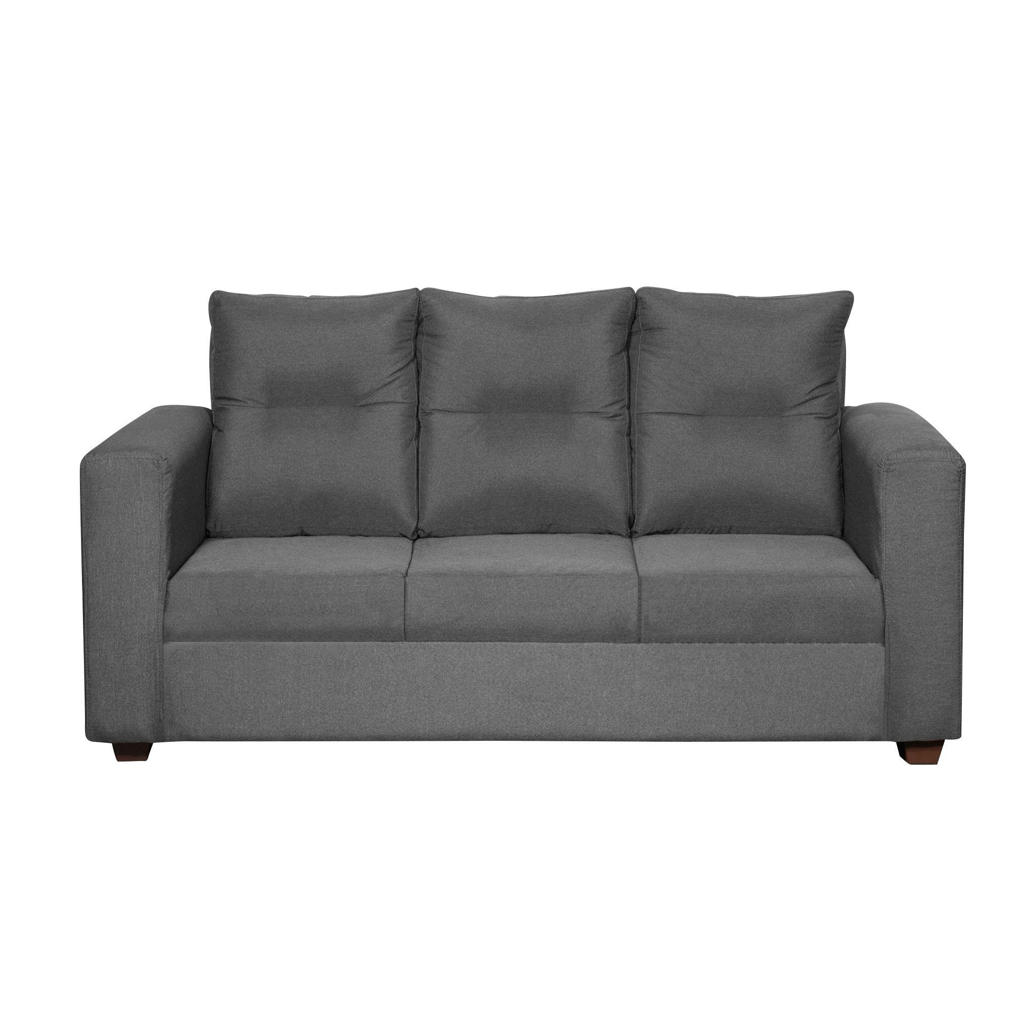 Living Loreto Lino 3 Cuerpos + 2 Pouf Gris-2