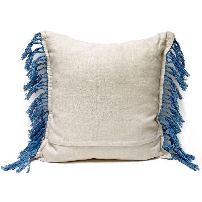 Cojín Lino Fringes Blue 50x50-2