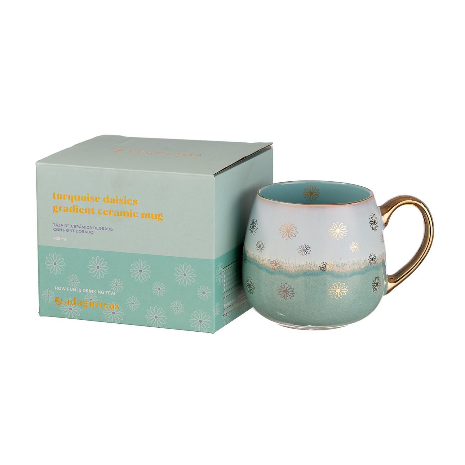 Taza Cerámica Turquesa Daisies 425 ml-2