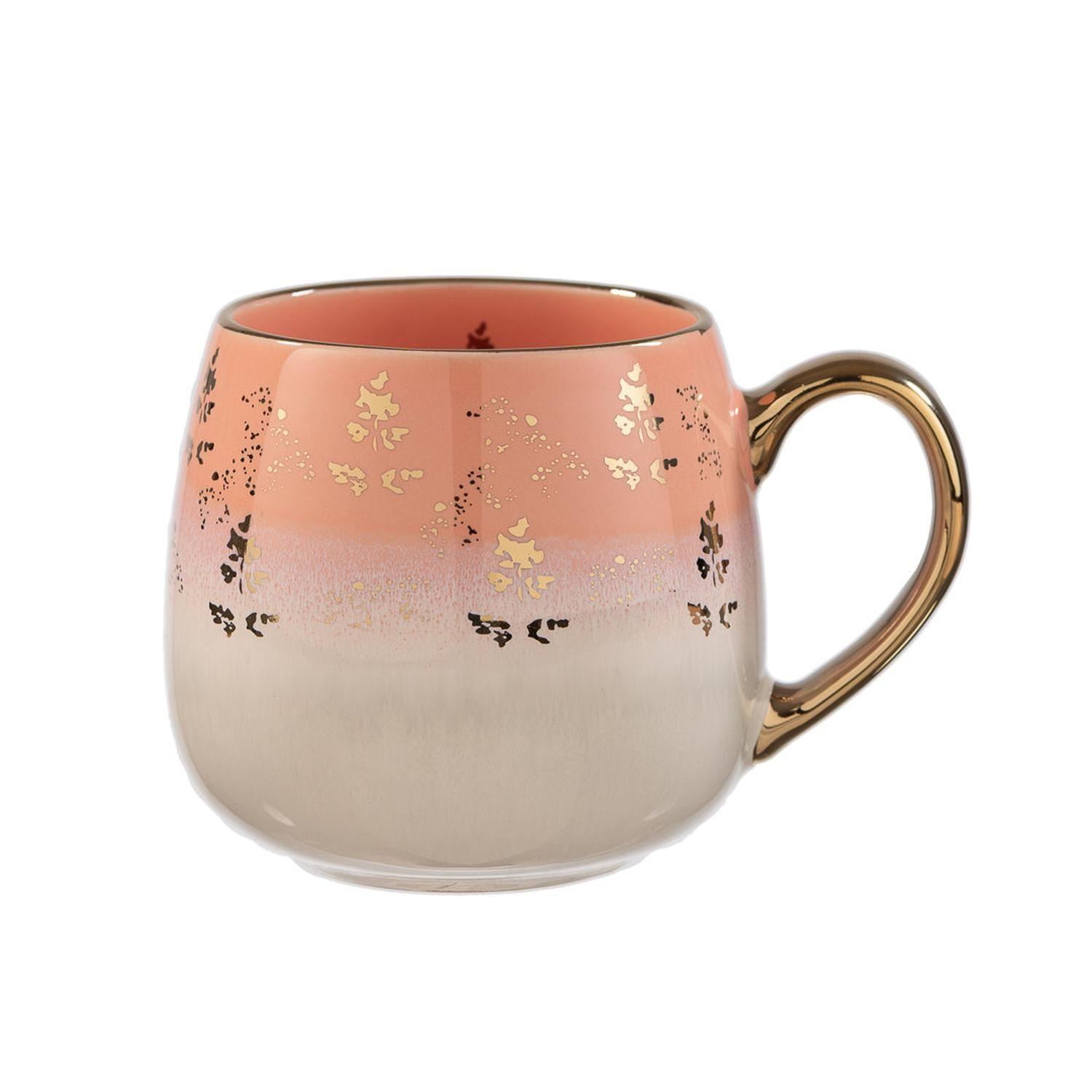 Taza Cerámica Salmón Flores 425 ml-0