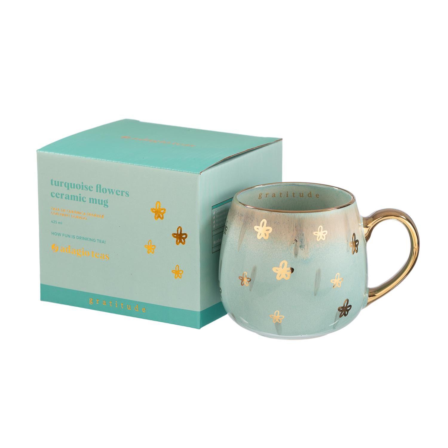 Taza Cerámica Turquoise Flowers 425 ml-2
