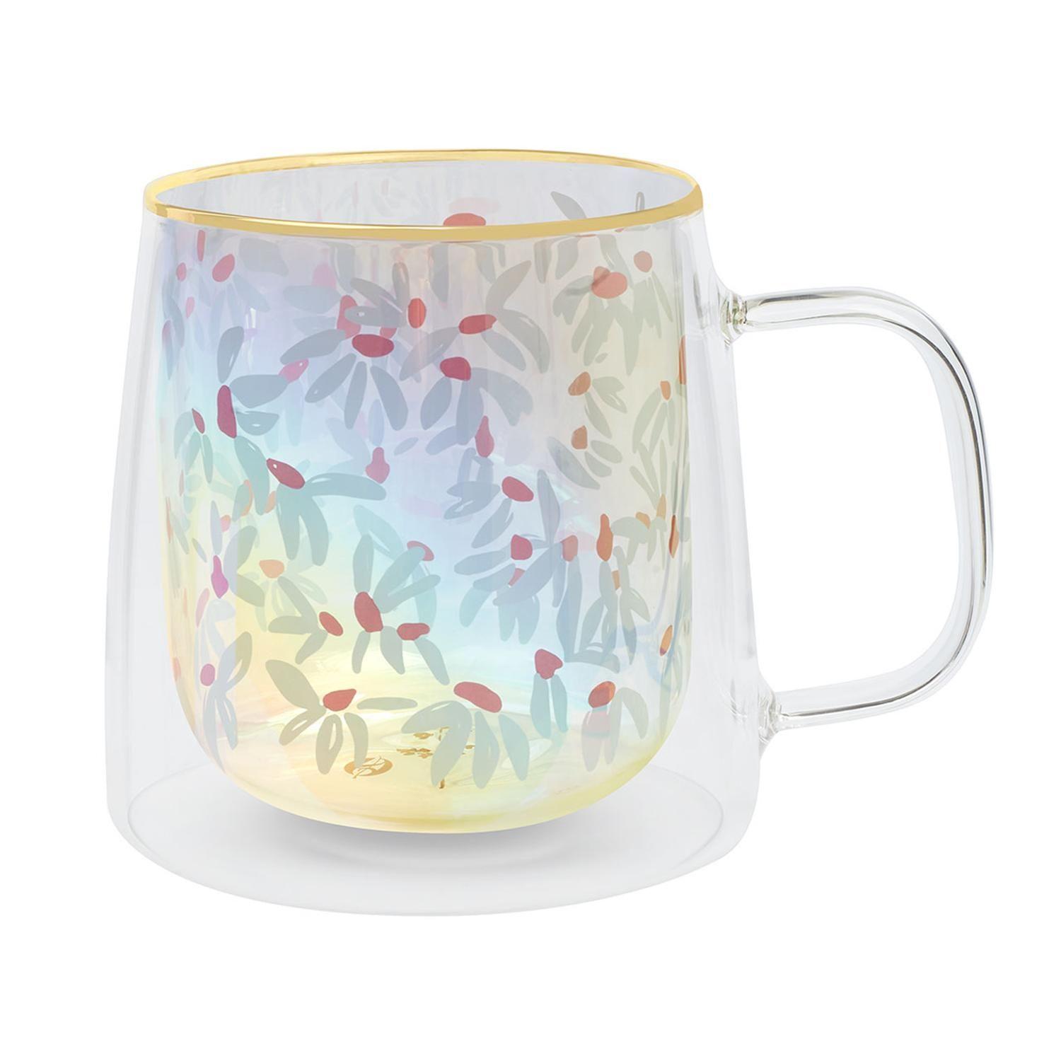 Taza Doble Vidrio White Flowers 400 ml-0